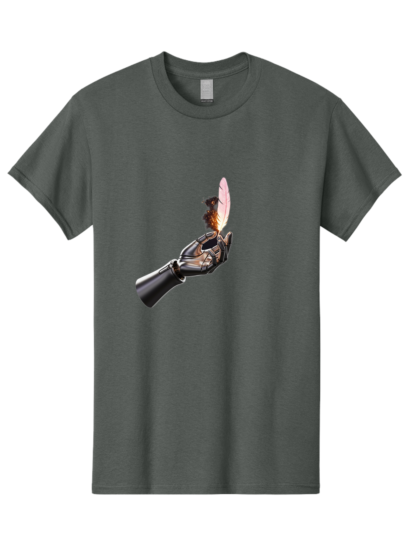 Robot-Hand-Holding-Feather-1 Men'S Graphic Tee, 100% Cotton, Comfortable Casual Summer Wear, Machine Washable, Vintage Camera, Old Camera, Antique Camera, Black Camera, Classic Photography, Photography Equipment, Nostalgic Device, Film Camera, Bao802 8