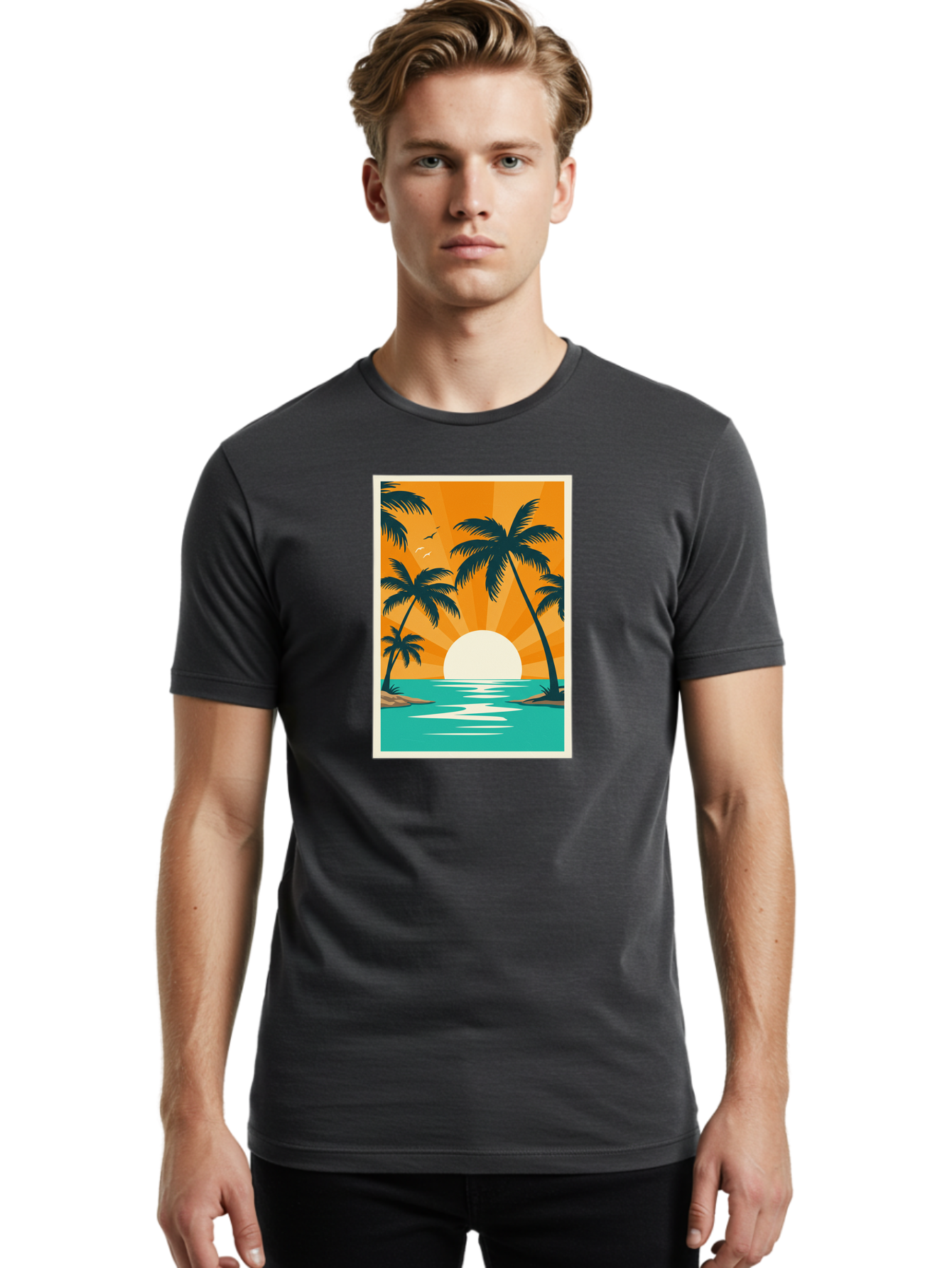 Tropical-Sunset Men'S Graphic Tee, 100% Cotton, Comfortable Casual Summer Wear, Machine Washable, Vintage Camera, Old Camera, Antique Camera, Black Camera, Classic Photography, Photography Equipment, Nostalgic Device, Film Camera, Camera Art Bao966 24