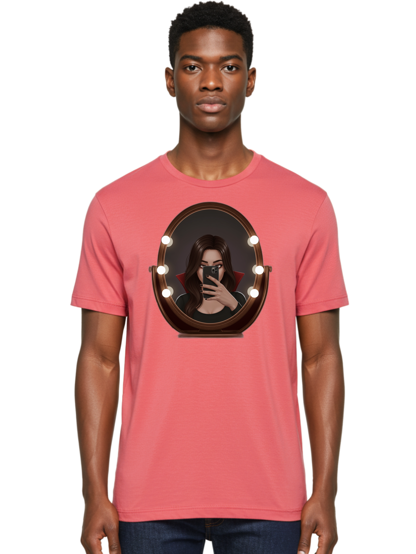 Vampire-Woman-Taking-Selfie Men'S Graphic Tee, 100% Cotton, Comfortable Casual Summer Wear, Machine Washable, Vintage Camera, Old Camera, Antique Camera, Black Camera, Classic Photography, Photography Equipment, Nostalgic Device, Film Camera, Bao992 23