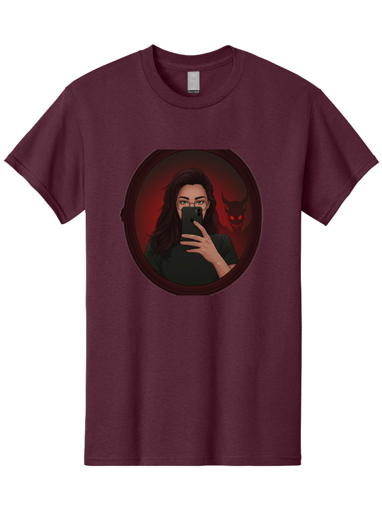 Woman-Taking-Selfie-With-Devil Men'S Graphic Tee, 100% Cotton, Comfortable Casual Summer Wear, Machine Washable, Vintage Camera, Old Camera, Antique Camera, Black Camera, Classic Photography, Photography Equipment, Nostalgic Device, Bap016 7