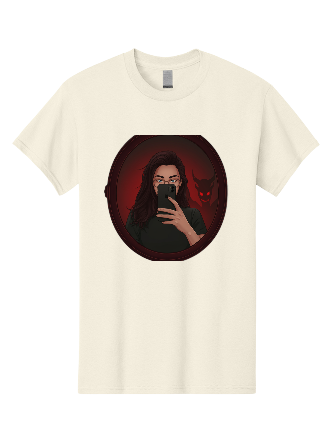 Woman-Taking-Selfie-With-Devil Men'S Graphic Tee, 100% Cotton, Comfortable Casual Summer Wear, Machine Washable, Vintage Camera, Old Camera, Antique Camera, Black Camera, Classic Photography, Photography Equipment, Nostalgic Device, Bap016 10