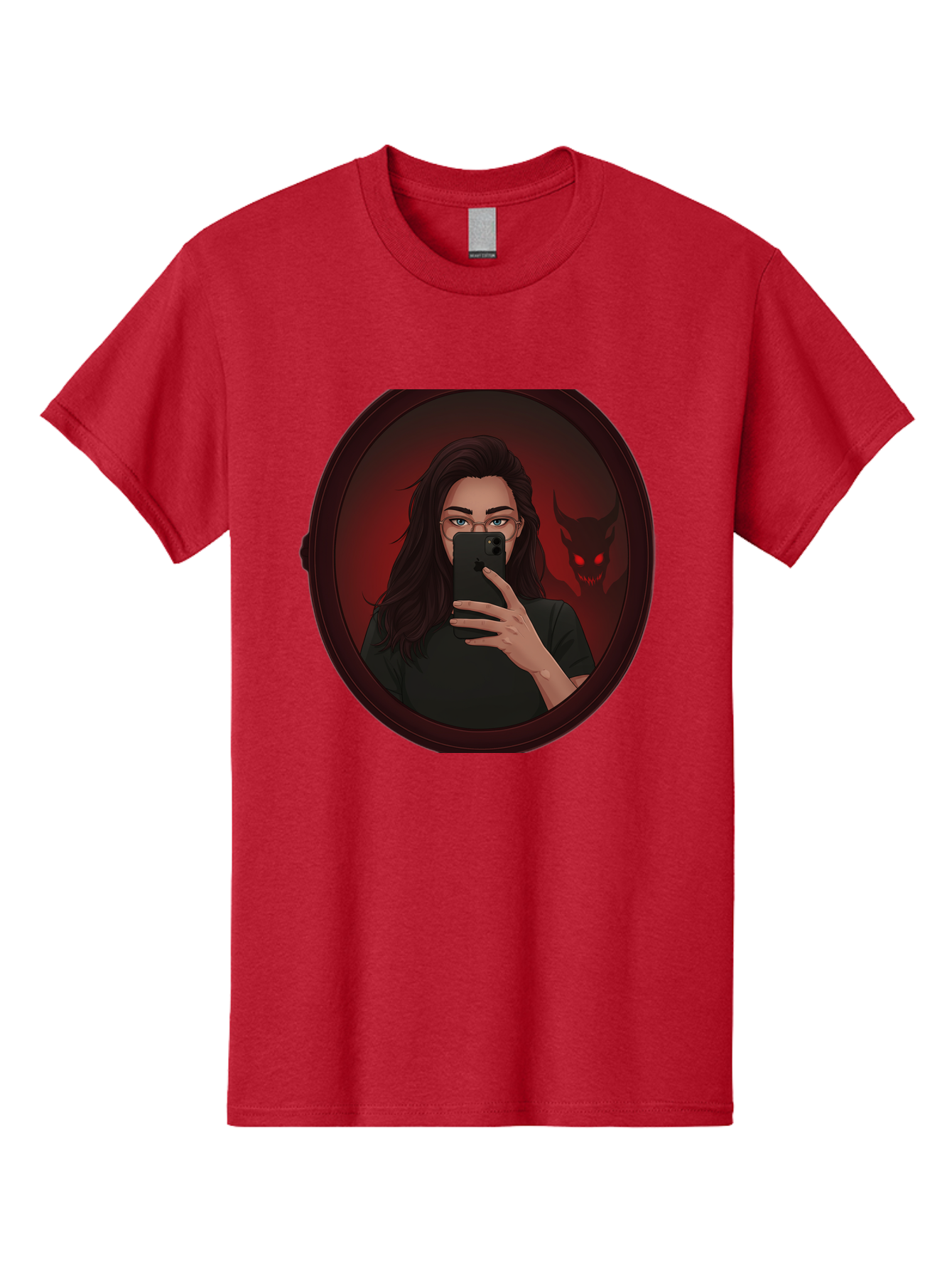 Woman-Taking-Selfie-With-Devil Men'S Graphic Tee, 100% Cotton, Comfortable Casual Summer Wear, Machine Washable, Vintage Camera, Old Camera, Antique Camera, Black Camera, Classic Photography, Photography Equipment, Nostalgic Device, Bap016 13