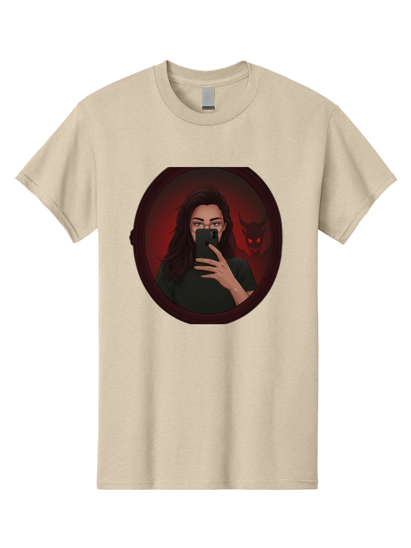 Woman-Taking-Selfie-With-Devil Men'S Graphic Tee, 100% Cotton, Comfortable Casual Summer Wear, Machine Washable, Vintage Camera, Old Camera, Antique Camera, Black Camera, Classic Photography, Photography Equipment, Nostalgic Device, Bap016 9