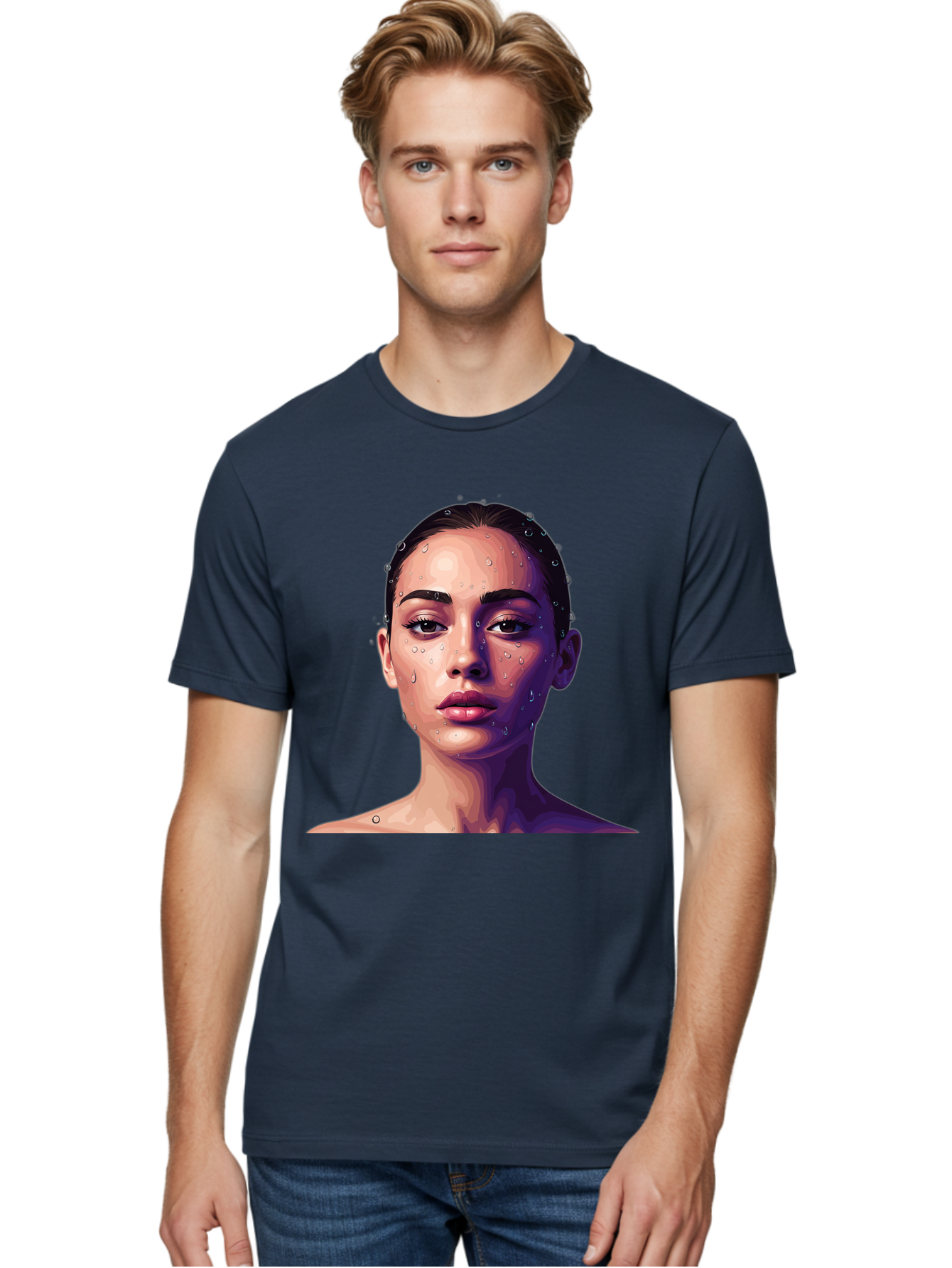 Woman-With-Water-Droplets-1 Men'S Graphic Tee, 100% Cotton, Comfortable Casual Summer Wear, Machine Washable, Vintage Camera, Old Camera, Antique Camera, Black Camera, Classic Photography, Photography Equipment, Nostalgic Device, Film Camera, Bap019 16