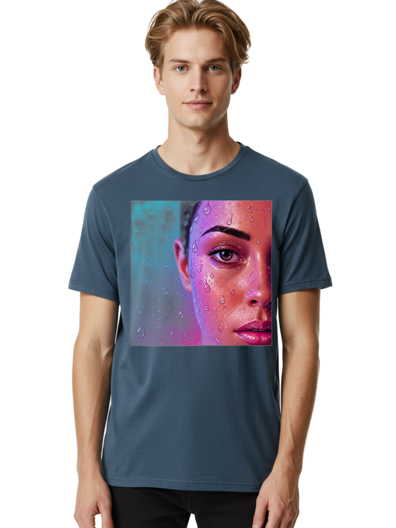 Woman-With-Water-Droplets Men'S Graphic Tee, 100% Cotton, Comfortable Casual Summer Wear, Machine Washable, Vintage Camera, Old Camera, Antique Camera, Black Camera, Classic Photography, Photography Equipment, Nostalgic Device, Film Camera, Bap020 30