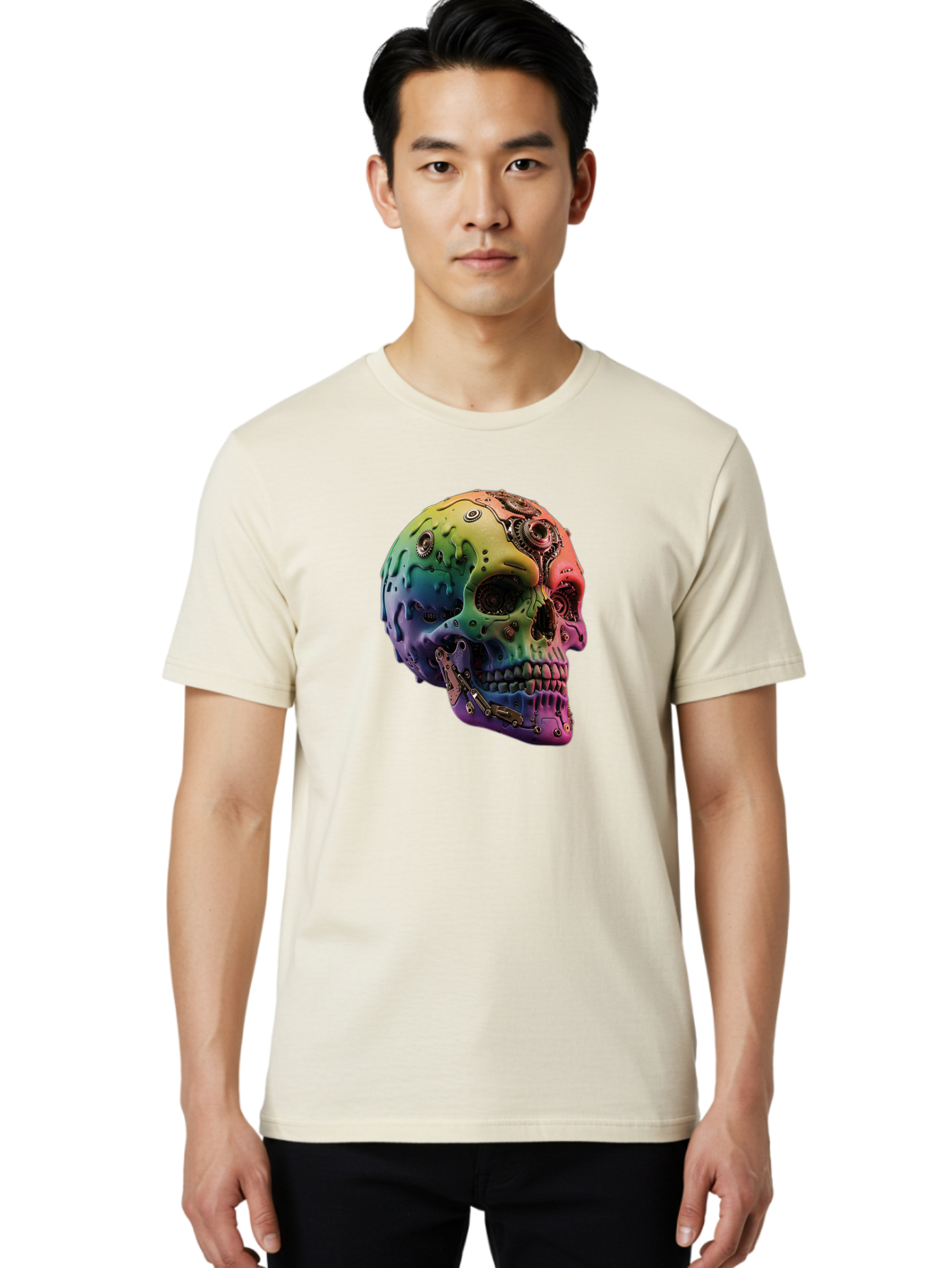 Rainbow-Skull-5 Men'S Graphic Tee, 100% Cotton, Comfortable Casual Summer Wear, Machine Washable, Vintage Camera, Old Camera, Antique Camera, Black Camera, Classic Photography, Photography Equipment, Nostalgic Device, Film Camera, Camera Art Bap906 22