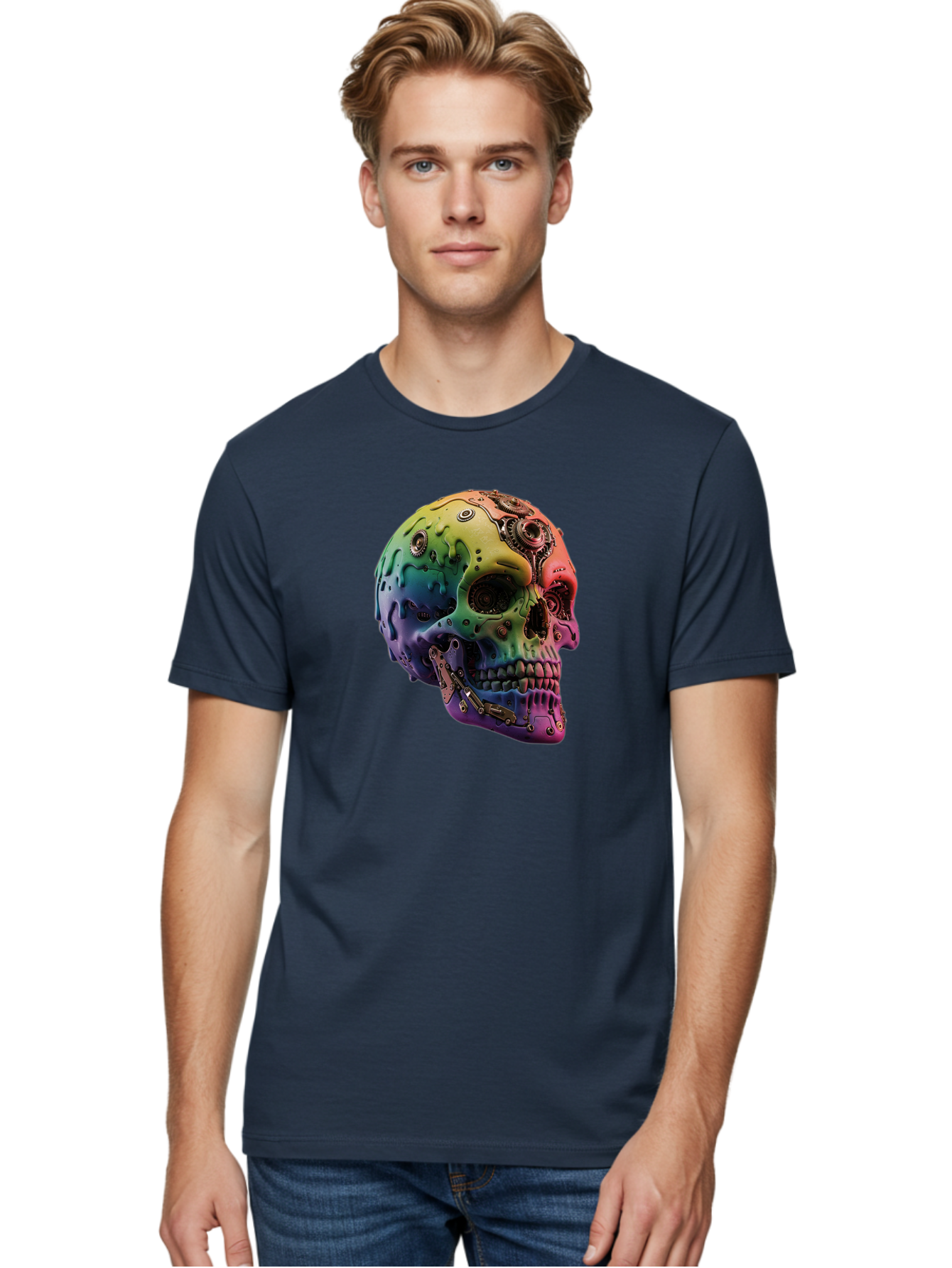Rainbow-Skull-5 Men'S Graphic Tee, 100% Cotton, Comfortable Casual Summer Wear, Machine Washable, Vintage Camera, Old Camera, Antique Camera, Black Camera, Classic Photography, Photography Equipment, Nostalgic Device, Film Camera, Camera Art Bap906 30