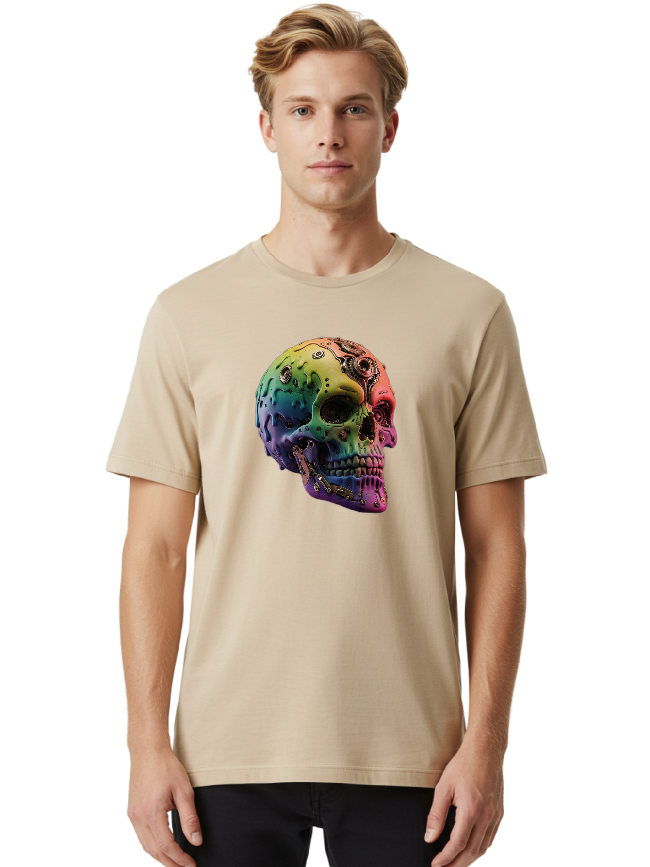 Rainbow-Skull-5 Men'S Graphic Tee, 100% Cotton, Comfortable Casual Summer Wear, Machine Washable, Vintage Camera, Old Camera, Antique Camera, Black Camera, Classic Photography, Photography Equipment, Nostalgic Device, Film Camera, Camera Art Bap906 17