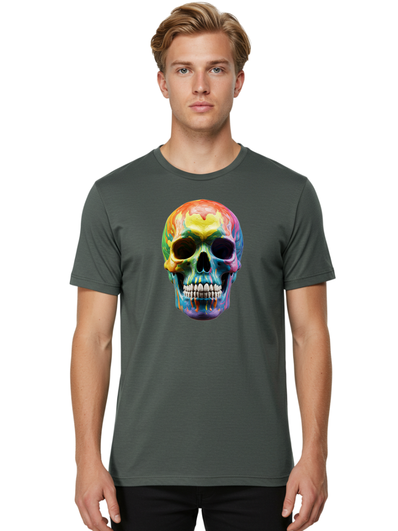 Rainbow-Skull-6 Men'S Graphic Tee, 100% Cotton, Comfortable Casual Summer Wear, Machine Washable, Vintage Camera, Old Camera, Antique Camera, Black Camera, Classic Photography, Photography Equipment, Nostalgic Device, Film Camera, Camera Art Bap907 19