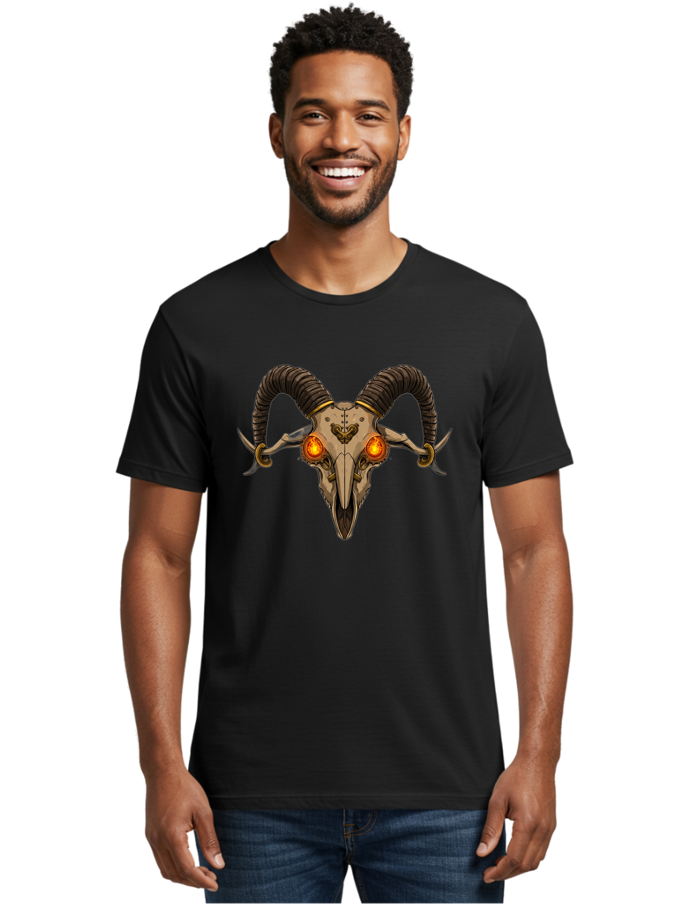 Ram-Skull-9 Men'S Graphic Tee, 100% Cotton, Comfortable Casual Summer Wear, Machine Washable, Vintage Camera, Old Camera, Antique Camera, Black Camera, Classic Photography, Photography Equipment, Nostalgic Device, Film Camera, Camera Art Bap921 30