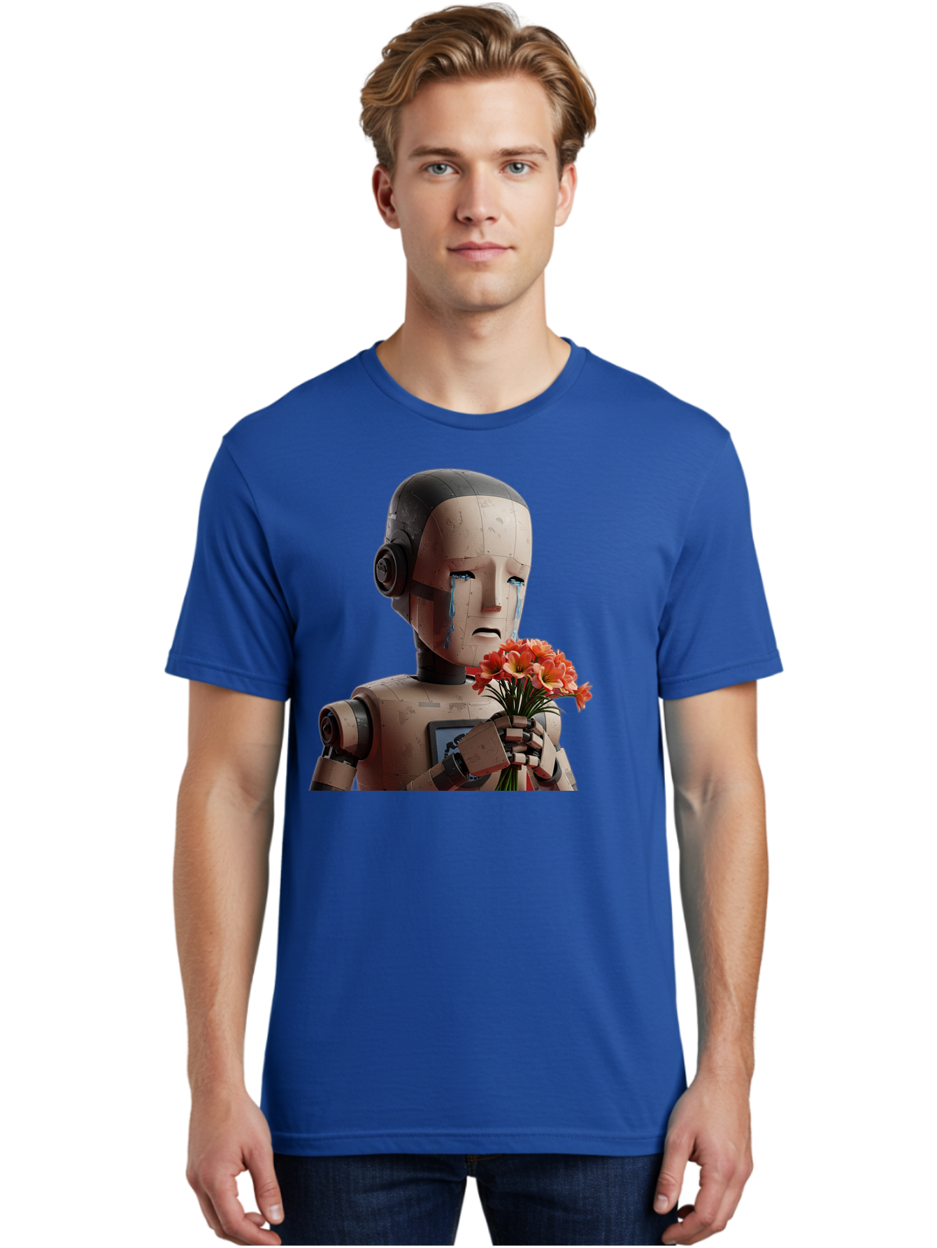 Robot-Holding-Bouquet-Of-Flowers Men'S Graphic Tee, 100% Cotton, Comfortable Casual Summer Wear, Machine Washable, Vintage Camera, Old Camera, Antique Camera, Black Camera, Classic Photography, Photography Equipment, Nostalgic Device, Bap951 21