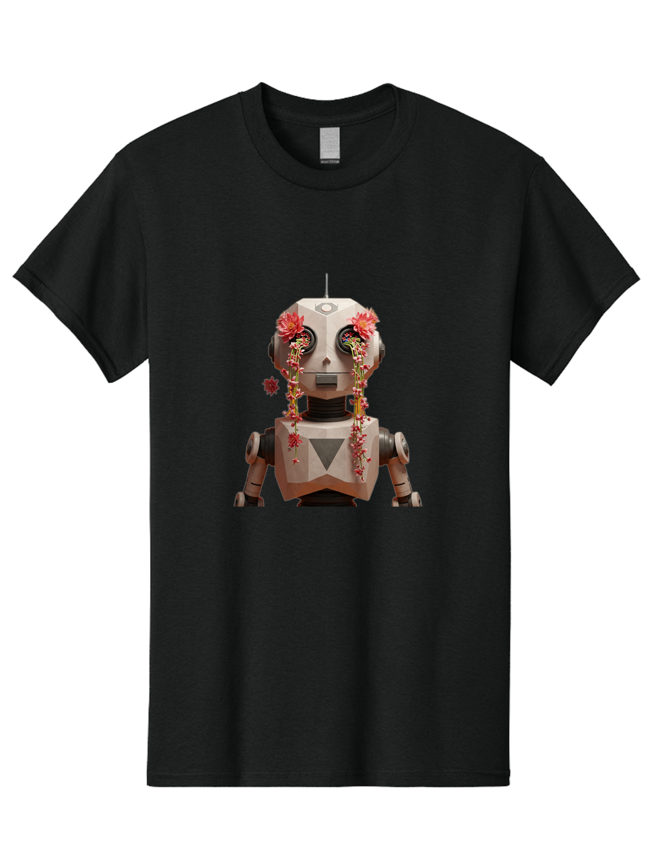 Robot-With-Flowers-1 Men'S Graphic Tee, 100% Cotton, Comfortable Casual Summer Wear, Machine Washable, Vintage Camera, Old Camera, Antique Camera, Black Camera, Classic Photography, Photography Equipment, Nostalgic Device, Film Camera, Bap954 2