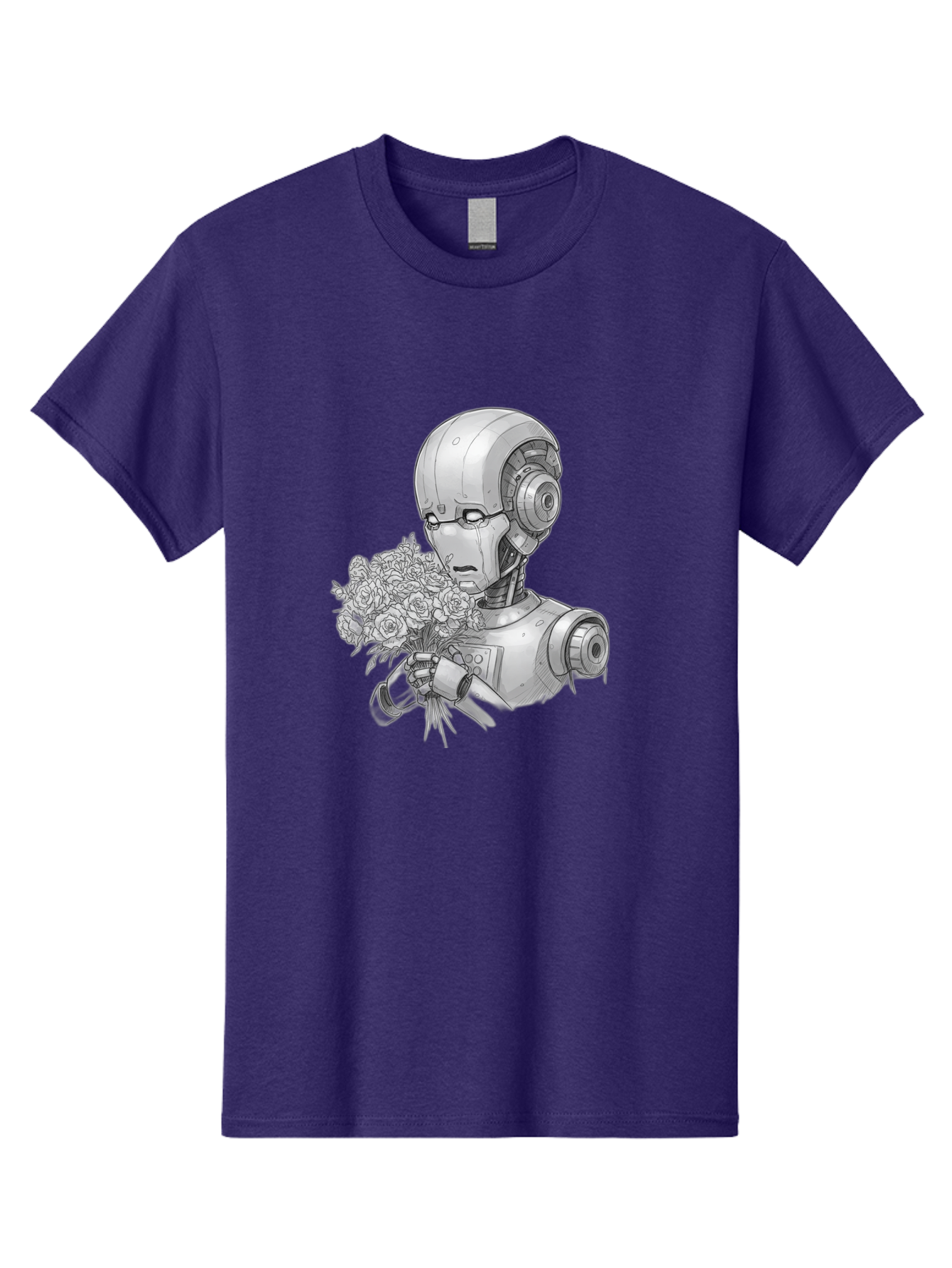 Robot-With-Flowers-2 Men'S Graphic Tee, 100% Cotton, Comfortable Casual Summer Wear, Machine Washable, Vintage Camera, Old Camera, Antique Camera, Black Camera, Classic Photography, Photography Equipment, Nostalgic Device, Film Camera, Bap955 1