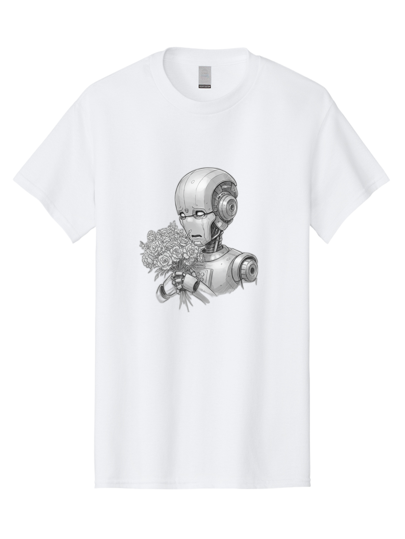 Robot-With-Flowers-2 Men'S Graphic Tee, 100% Cotton, Comfortable Casual Summer Wear, Machine Washable, Vintage Camera, Old Camera, Antique Camera, Black Camera, Classic Photography, Photography Equipment, Nostalgic Device, Film Camera, Bap955 7