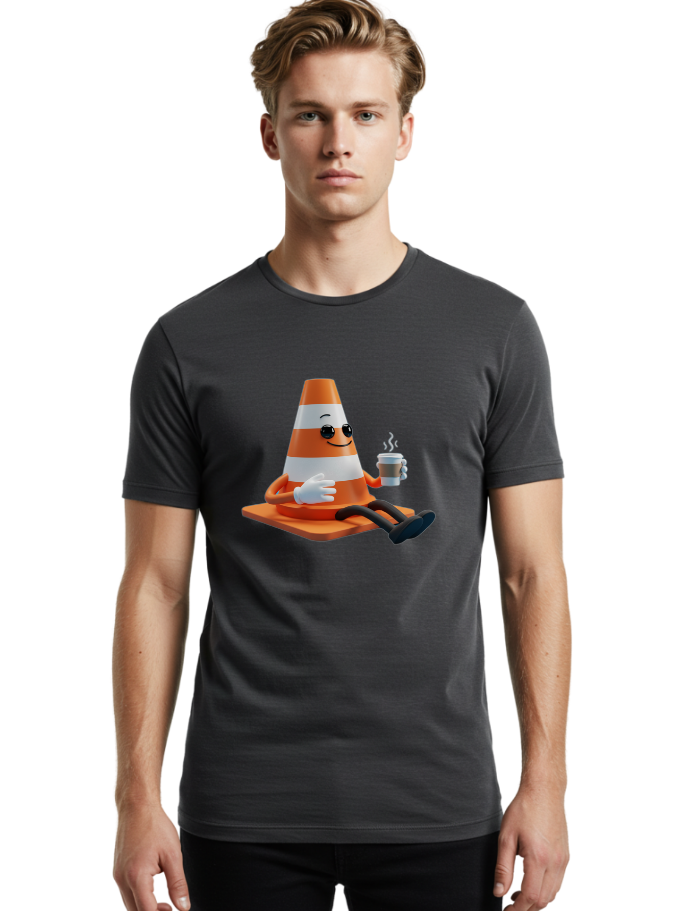 Traffic-Cone-Character Men'S Graphic Tee, 100% Cotton, Comfortable Casual Summer Wear, Machine Washable, Vintage Camera, Old Camera, Antique Camera, Black Camera, Classic Photography, Photography Equipment, Nostalgic Device, Film Camera, Baq152 16