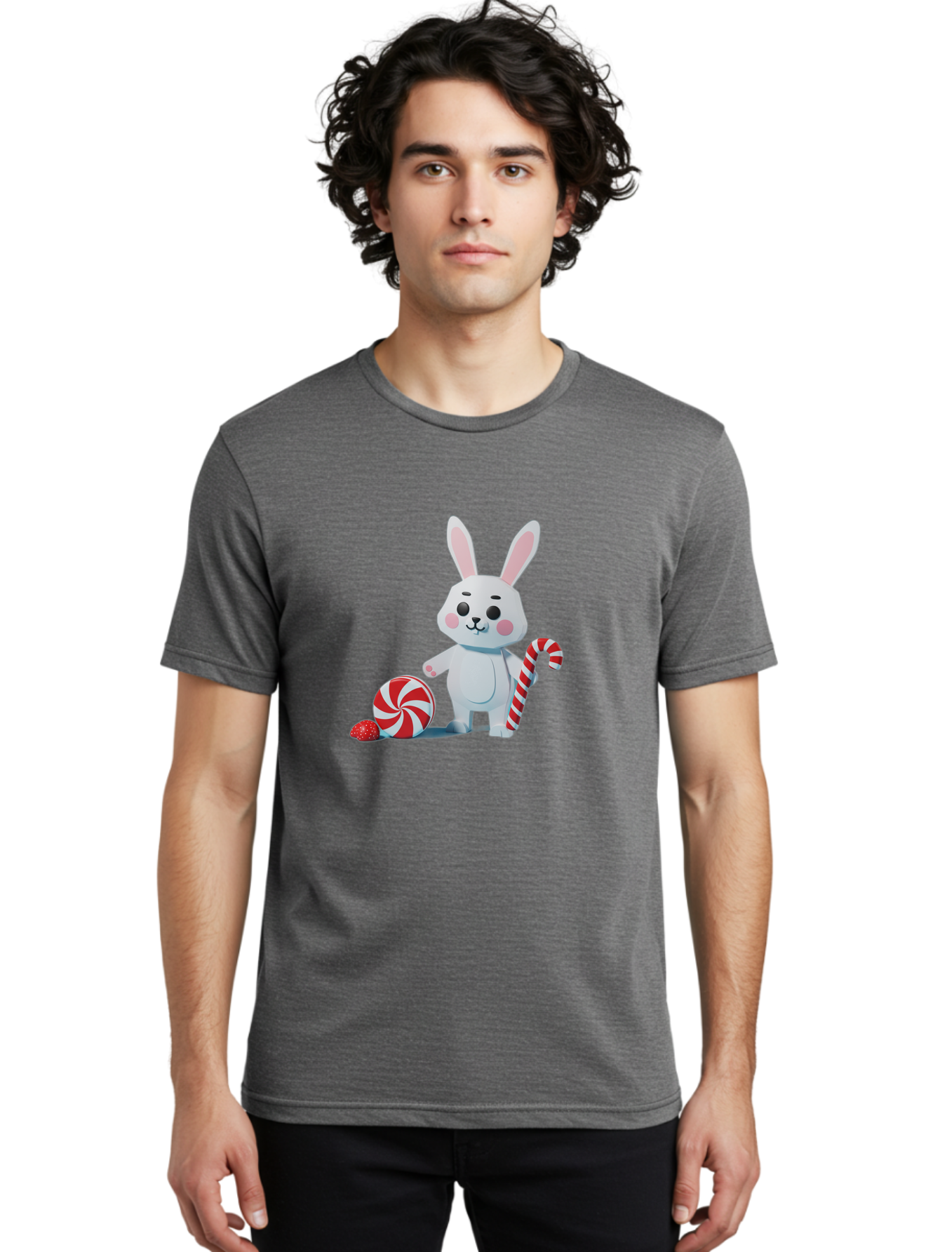 White-Bunny-Holding-Candy-Cane Men'S Graphic Tee, 100% Cotton, Comfortable Casual Summer Wear, Machine Washable, Vintage Camera, Old Camera, Antique Camera, Black Camera, Classic Photography, Photography Equipment, Nostalgic Device, Baq185 18