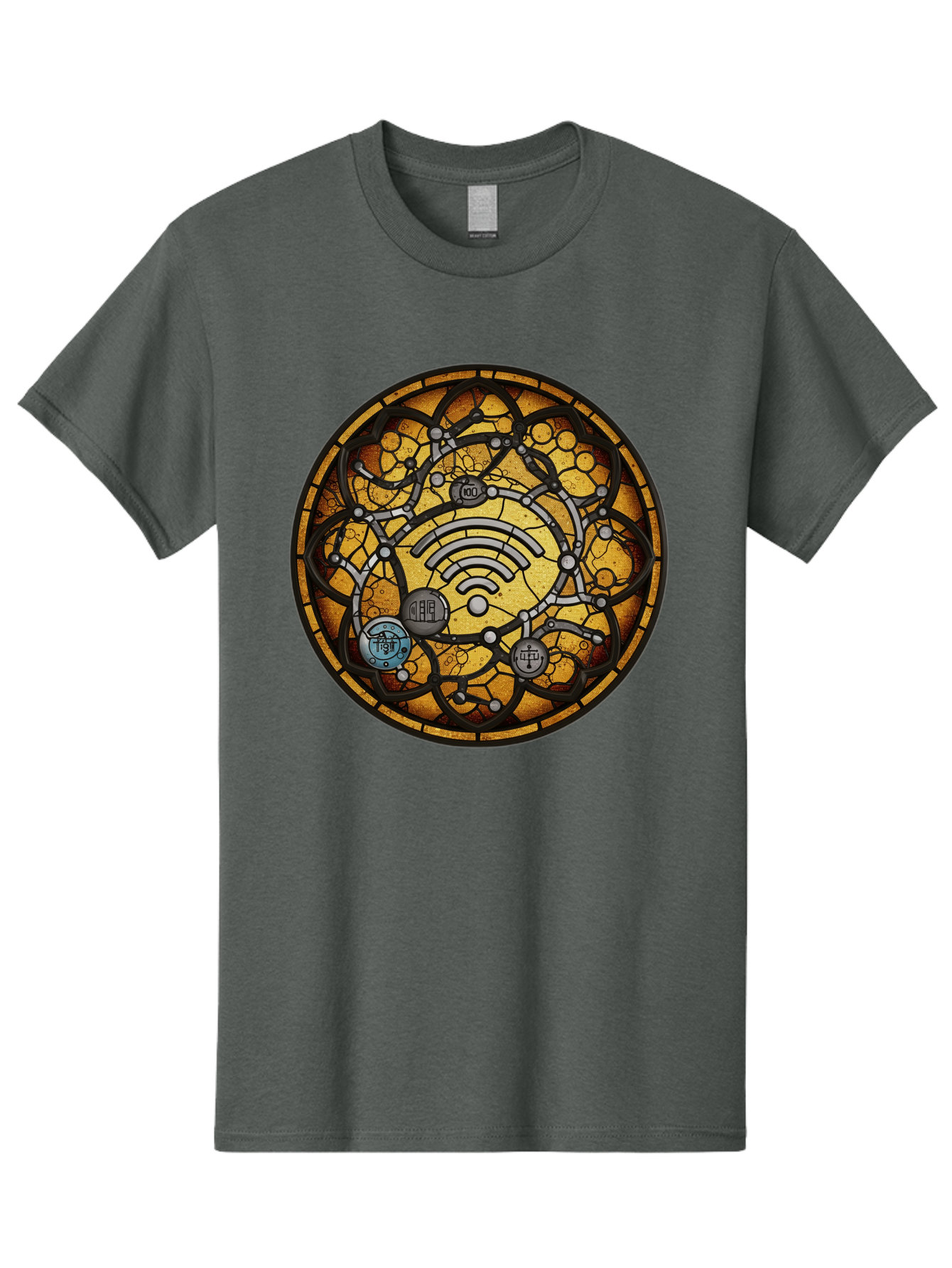 Wifi-Stained-Glass Men'S Graphic Tee, 100% Cotton, Comfortable Casual Summer Wear, Machine Washable, Vintage Camera, Old Camera, Antique Camera, Black Camera, Classic Photography, Photography Equipment, Nostalgic Device, Film Camera, Baq192 10