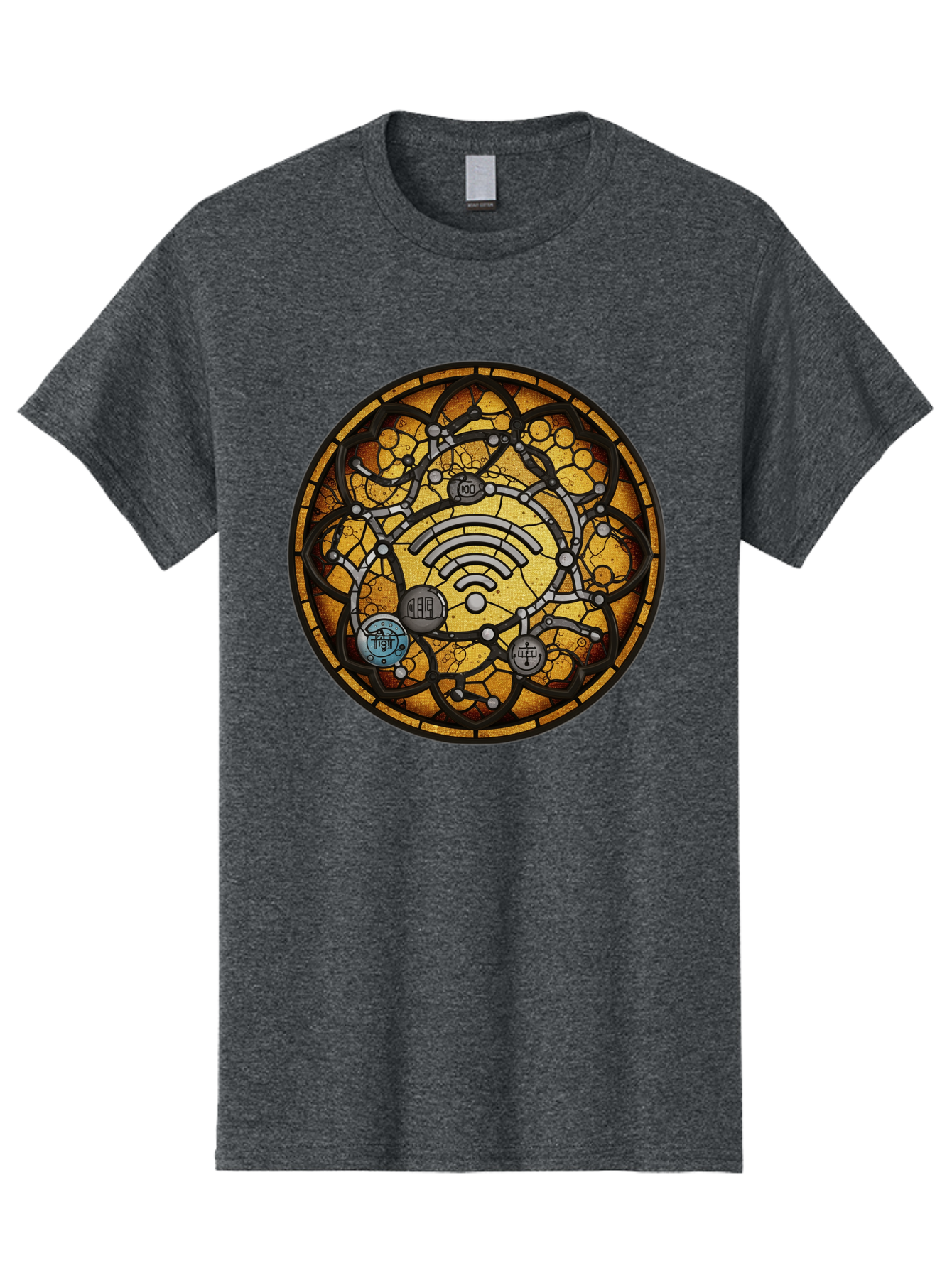 Wifi-Stained-Glass Men'S Graphic Tee, 100% Cotton, Comfortable Casual Summer Wear, Machine Washable, Vintage Camera, Old Camera, Antique Camera, Black Camera, Classic Photography, Photography Equipment, Nostalgic Device, Film Camera, Baq192 8