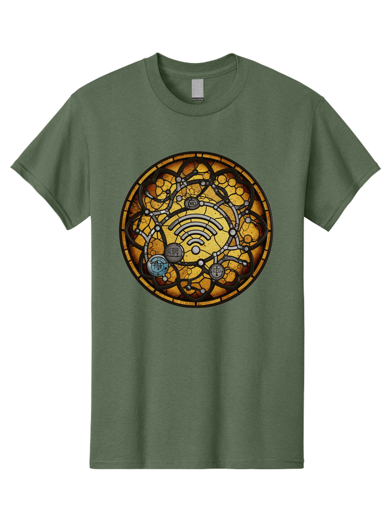 Wifi-Stained-Glass Men'S Graphic Tee, 100% Cotton, Comfortable Casual Summer Wear, Machine Washable, Vintage Camera, Old Camera, Antique Camera, Black Camera, Classic Photography, Photography Equipment, Nostalgic Device, Film Camera, Baq192 4