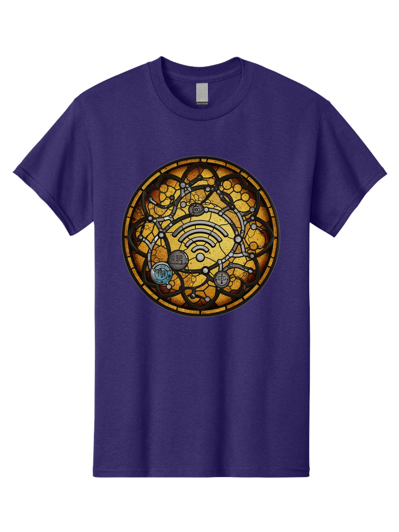 Wifi-Stained-Glass Men'S Graphic Tee, 100% Cotton, Comfortable Casual Summer Wear, Machine Washable, Vintage Camera, Old Camera, Antique Camera, Black Camera, Classic Photography, Photography Equipment, Nostalgic Device, Film Camera, Baq192 14