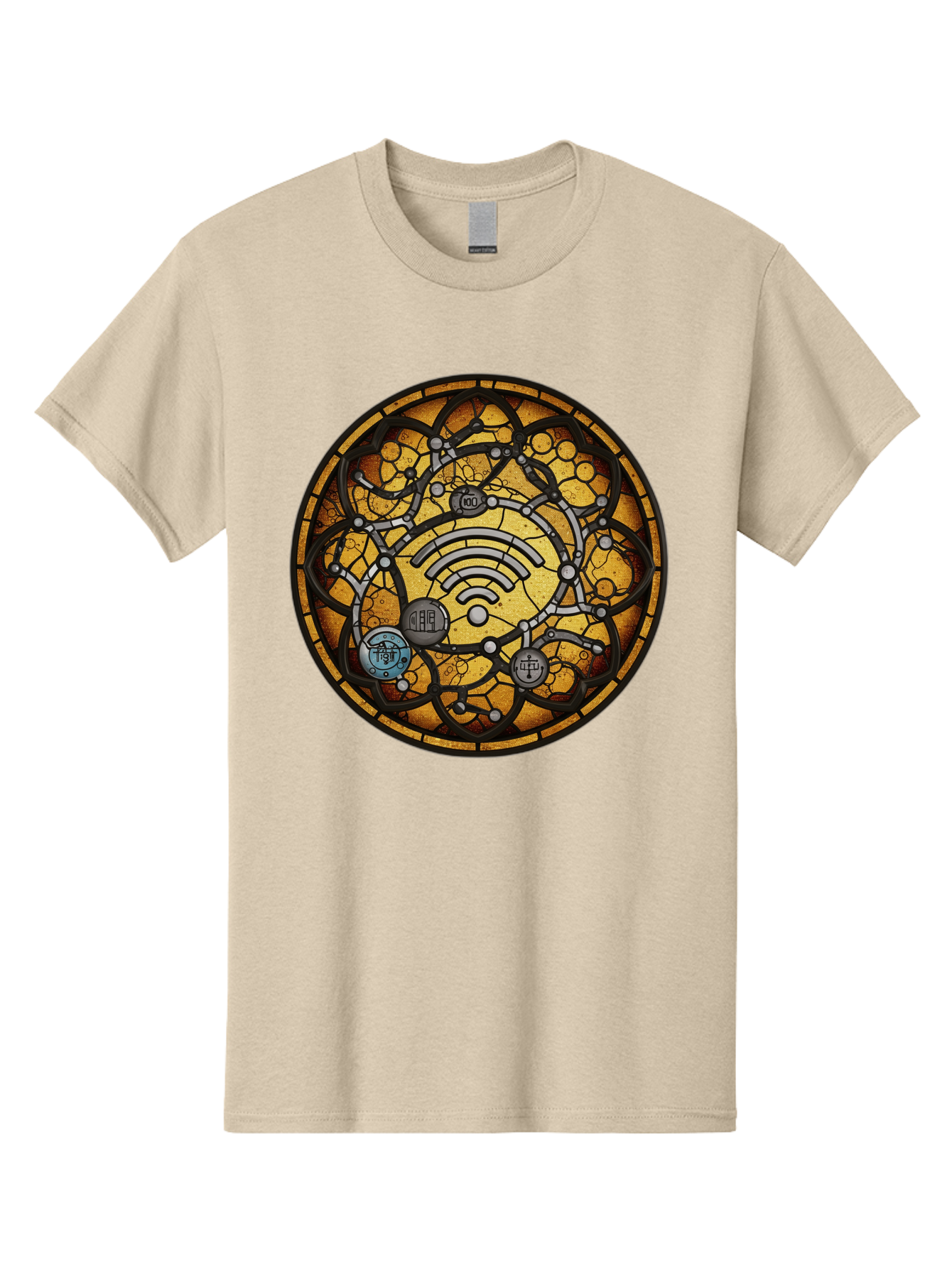 Wifi-Stained-Glass Men'S Graphic Tee, 100% Cotton, Comfortable Casual Summer Wear, Machine Washable, Vintage Camera, Old Camera, Antique Camera, Black Camera, Classic Photography, Photography Equipment, Nostalgic Device, Film Camera, Baq192 13