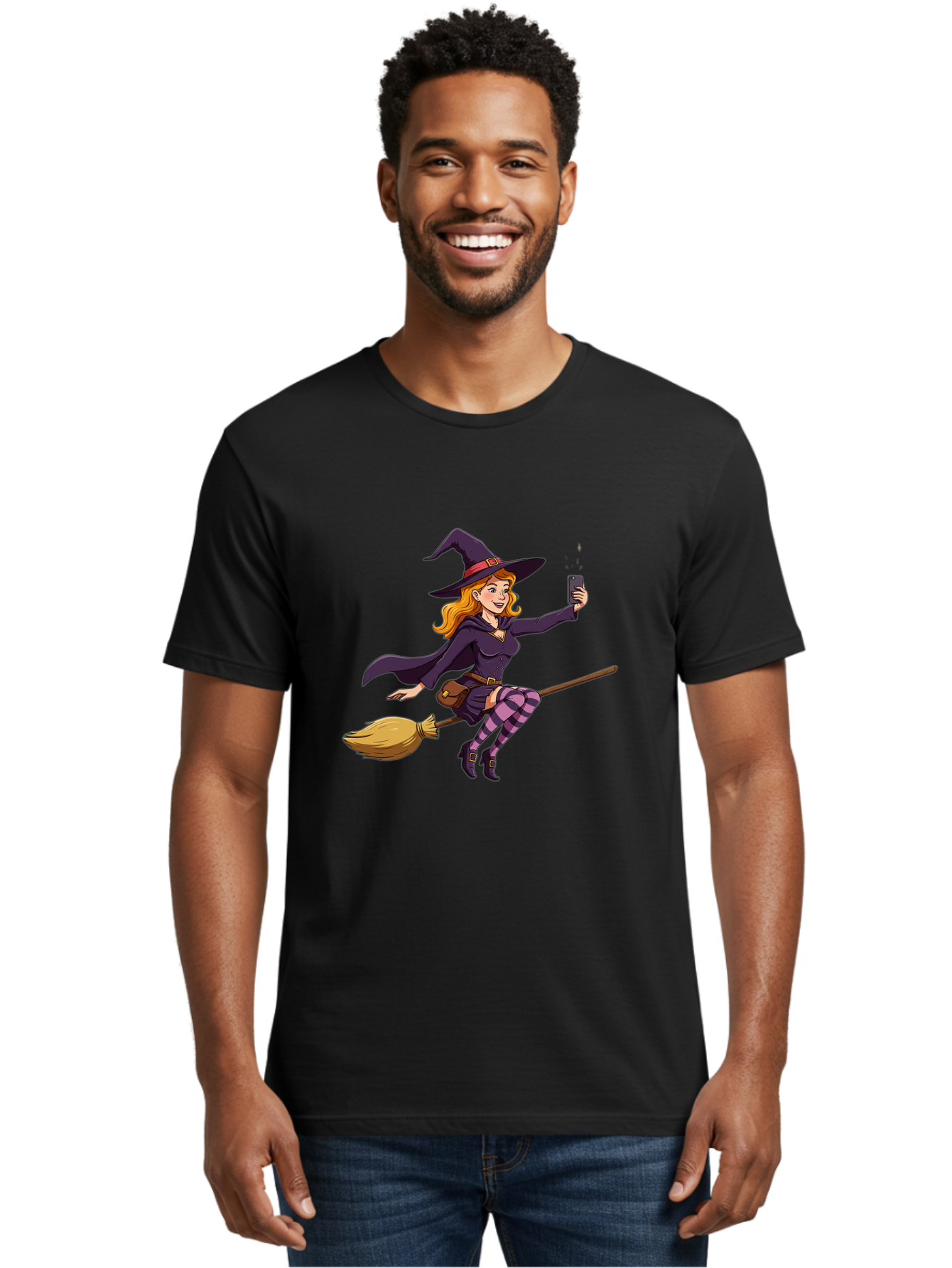 Witch-Flying-On-Broomstick-2 Men'S Graphic Tee, 100% Cotton, Comfortable Casual Summer Wear, Machine Washable, Vintage Camera, Old Camera, Antique Camera, Black Camera, Classic Photography, Photography Equipment, Nostalgic Device, Film Camera, Baq200 25