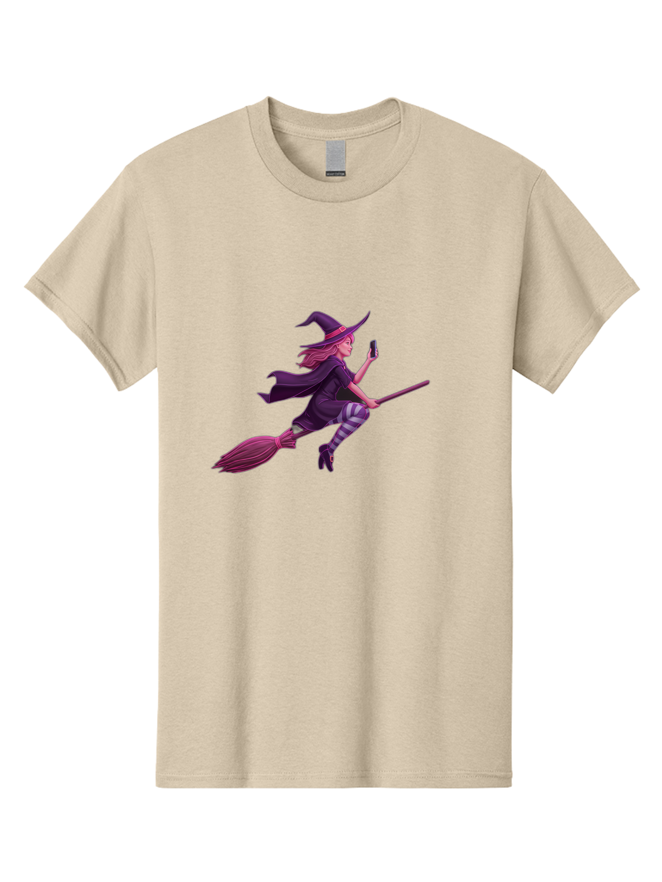 Witch-Flying-With-Phone Men'S Graphic Tee, 100% Cotton, Comfortable Casual Summer Wear, Machine Washable, Vintage Camera, Old Camera, Antique Camera, Black Camera, Classic Photography, Photography Equipment, Nostalgic Device, Film Camera, Baq207 15