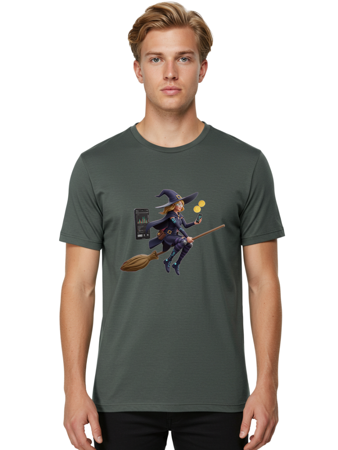 Witch-On-Broomstick-2 Men'S Graphic Tee, 100% Cotton, Comfortable Casual Summer Wear, Machine Washable, Vintage Camera, Old Camera, Antique Camera, Black Camera, Classic Photography, Photography Equipment, Nostalgic Device, Film Camera, Baq209 27