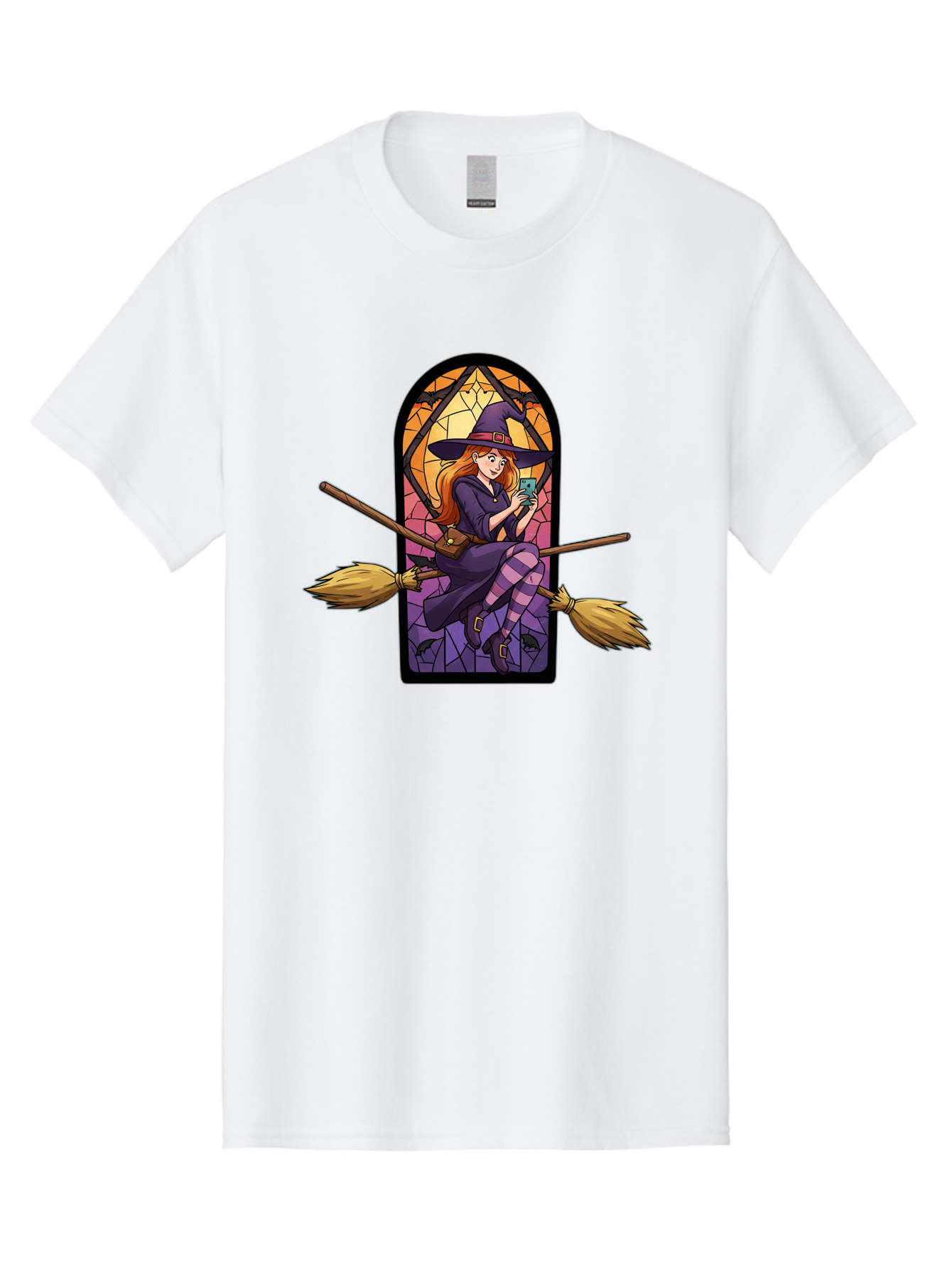 Witch-On-Broomstick-With-Smartphone Men'S Graphic Tee, 100% Cotton, Comfortable Casual Summer Wear, Machine Washable, Vintage Camera, Old Camera, Antique Camera, Black Camera, Classic Photography, Photography Equipment, Nostalgic Device, Baq212 8