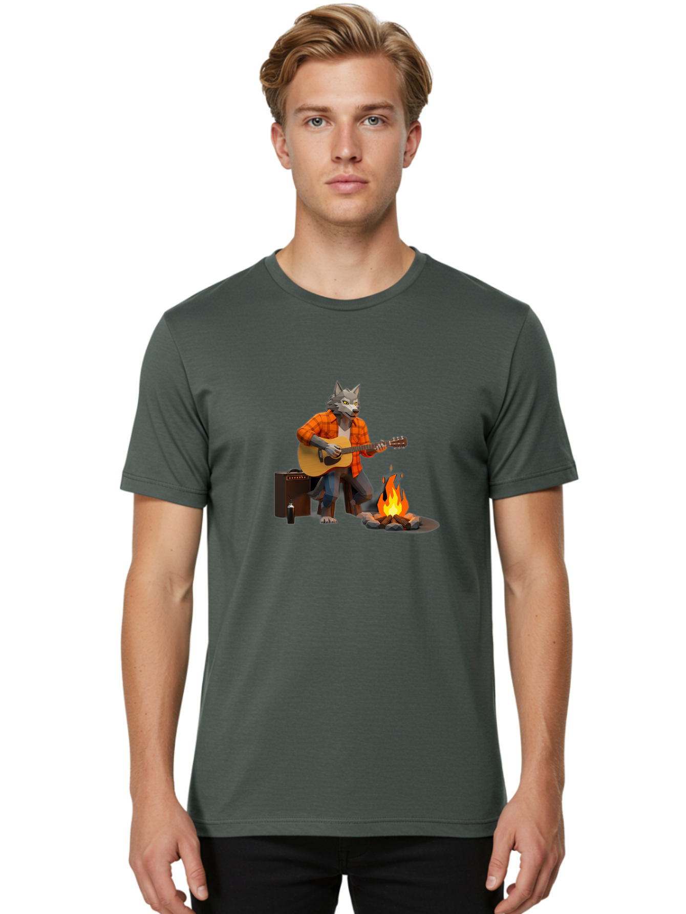 Wolf-Playing-Guitar Men'S Graphic Tee, 100% Cotton, Comfortable Casual Summer Wear, Machine Washable, Vintage Camera, Old Camera, Antique Camera, Black Camera, Classic Photography, Photography Equipment, Nostalgic Device, Film Camera, Baq225 26