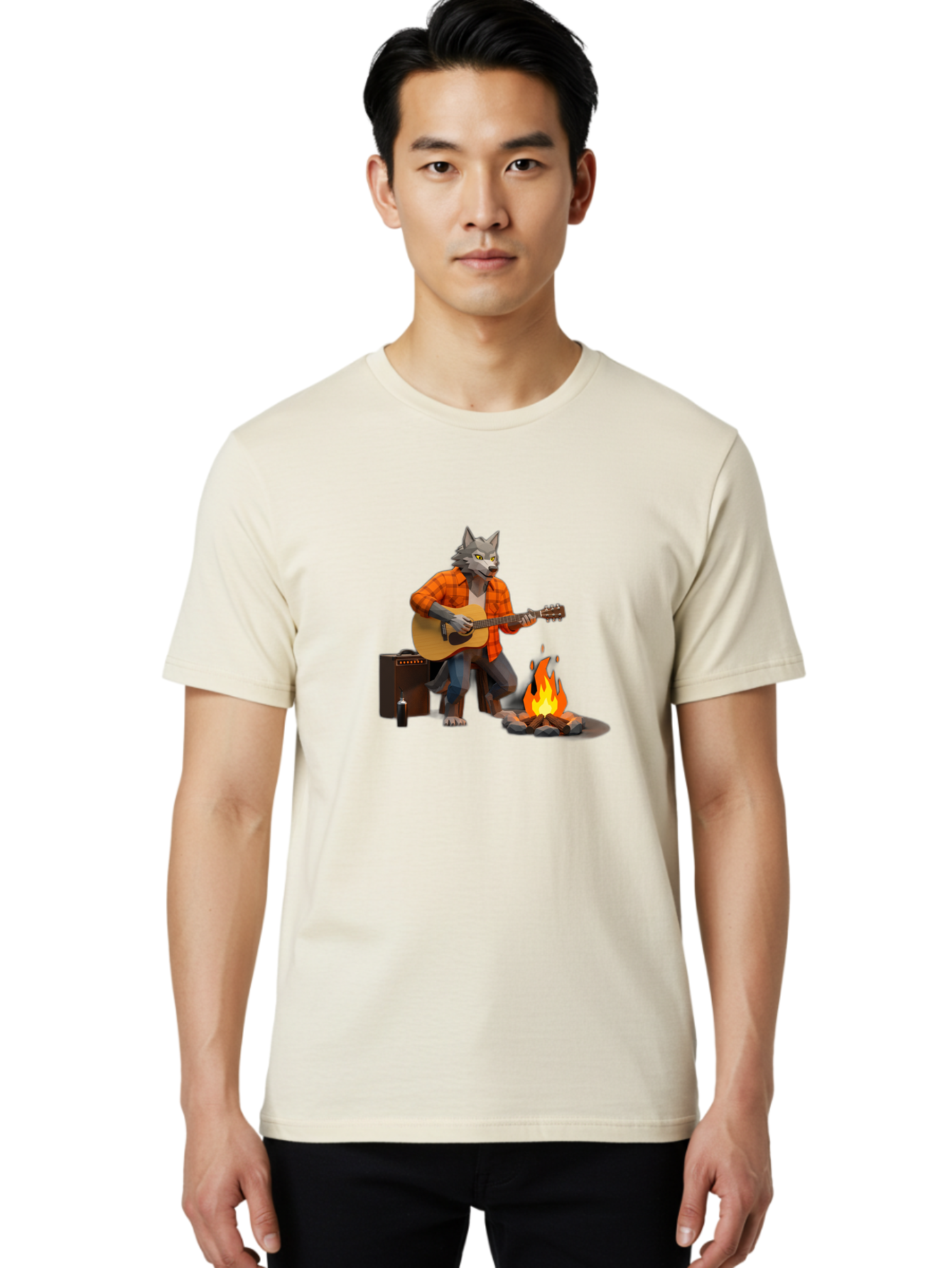 Wolf-Playing-Guitar Men'S Graphic Tee, 100% Cotton, Comfortable Casual Summer Wear, Machine Washable, Vintage Camera, Old Camera, Antique Camera, Black Camera, Classic Photography, Photography Equipment, Nostalgic Device, Film Camera, Baq225 25