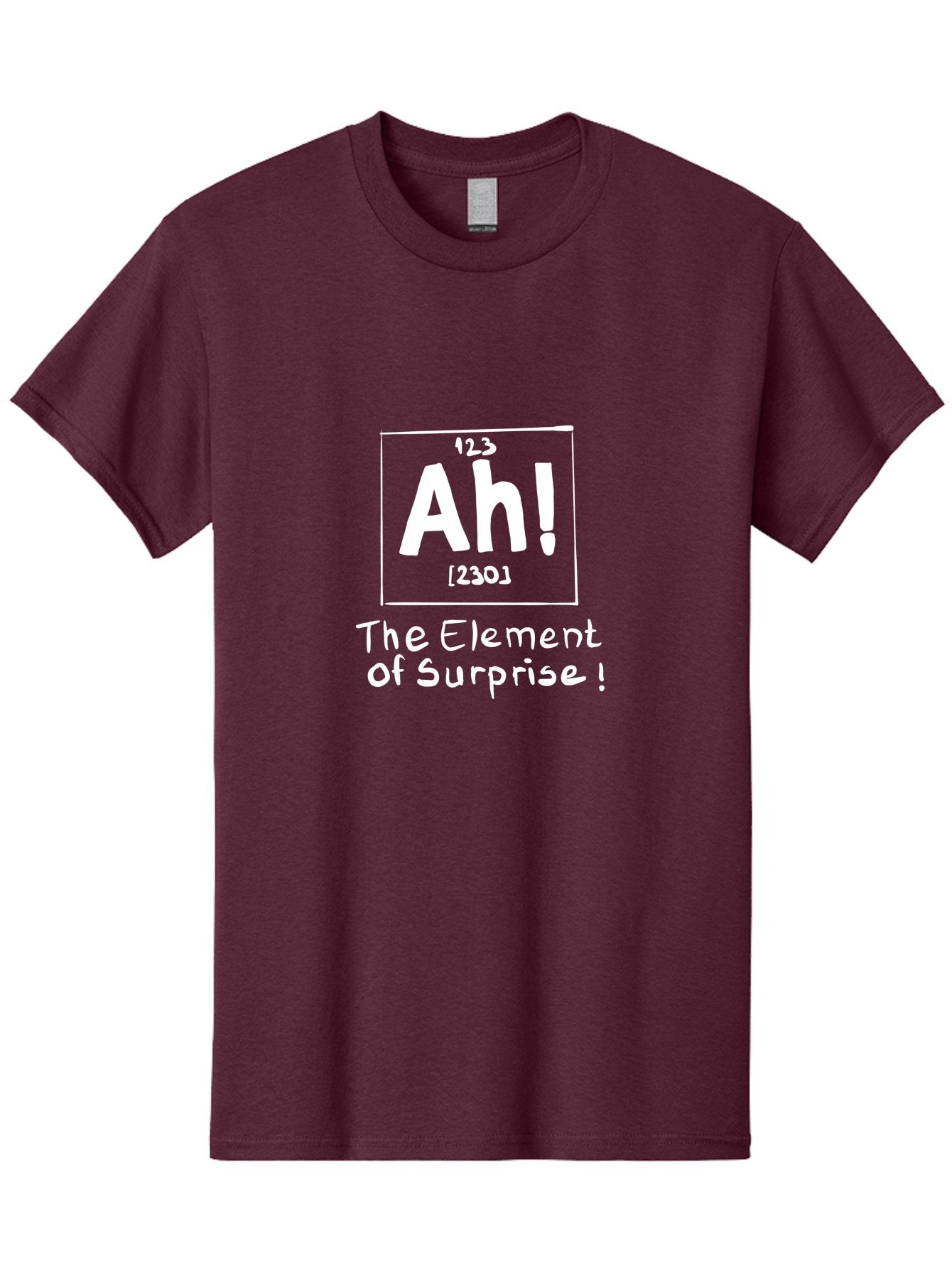 Ah Men'S Graphic Tee, 100% Cotton, Comfortable Casual Summer Wear, Machine Washable, Periodic Table Element, Ah!, Element Of Surprise, Humorous Science, Playful Chemistry, Novelty Design, Witty Periodic Table -  Aaa001