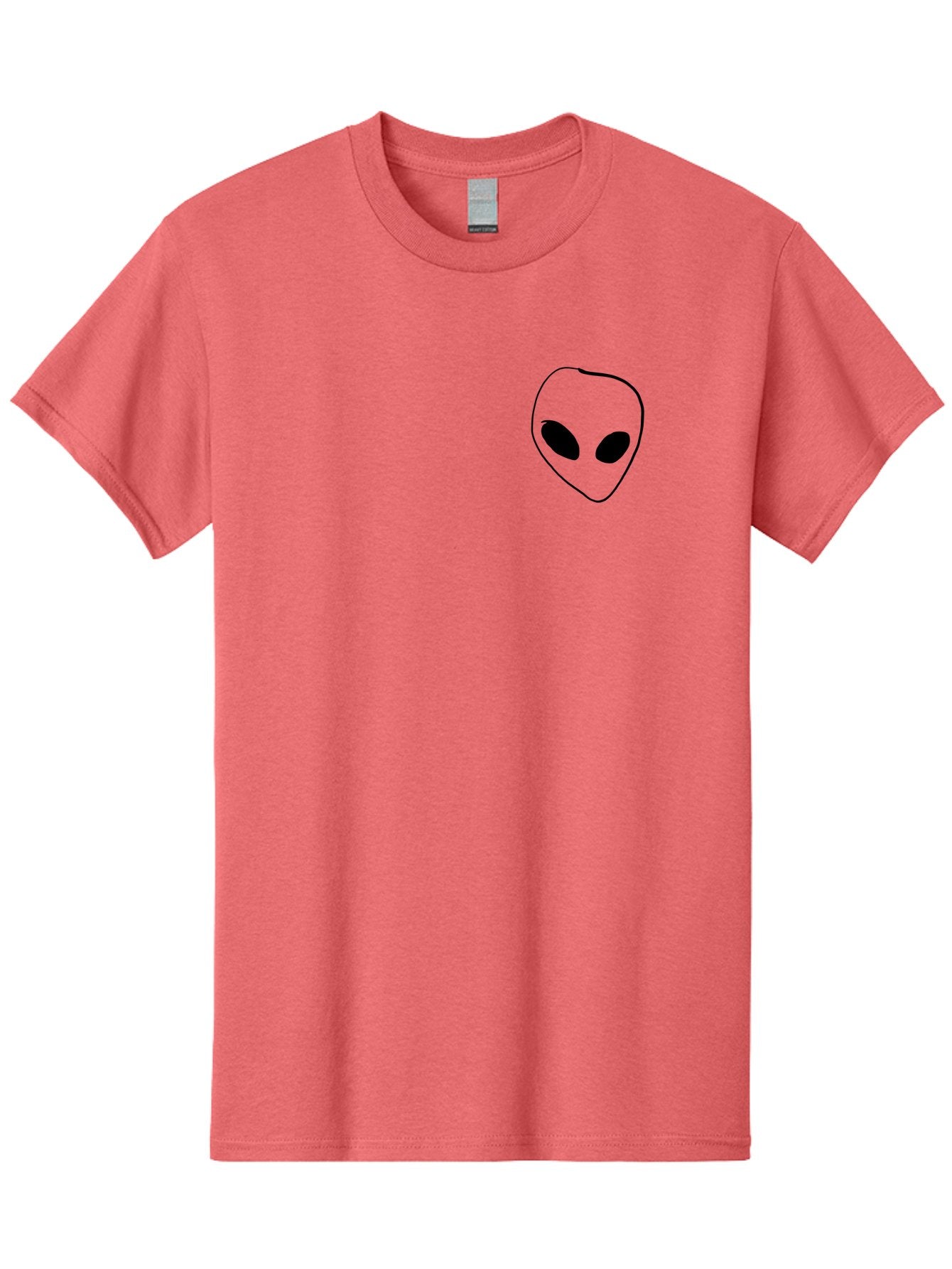 Alien-Head Men'S Graphic Tee, 100% Cotton, Comfortable Casual Summer Wear, Machine Washable, Alien Face, Simple Drawing, Black Outline, Minimalist Design, Extraterrestrial Being, Cartoon Style, Black Eyes, Digital Illustration, Simple Art -  Aaa002 3