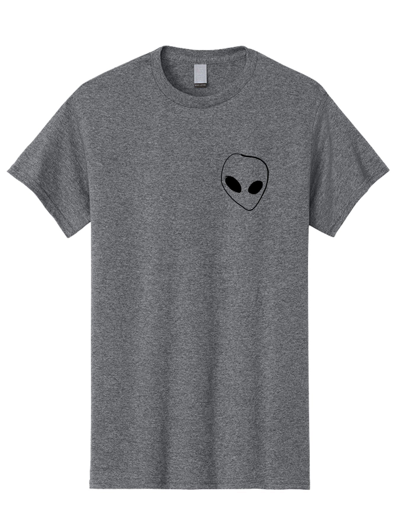 Alien-Head Men'S Graphic Tee, 100% Cotton, Comfortable Casual Summer Wear, Machine Washable, Alien Face, Simple Drawing, Black Outline, Minimalist Design, Extraterrestrial Being, Cartoon Style, Black Eyes, Digital Illustration, Simple Art -  Aaa002 7