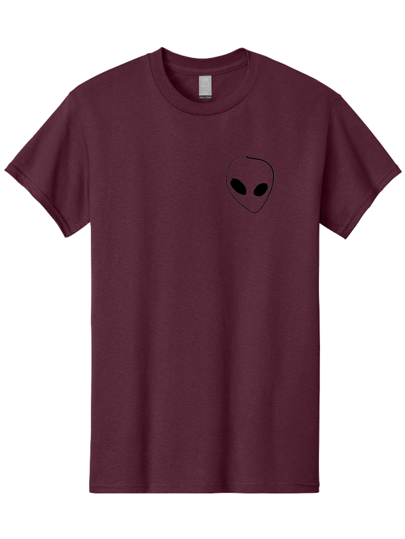 Alien-Head Men'S Graphic Tee, 100% Cotton, Comfortable Casual Summer Wear, Machine Washable, Alien Face, Simple Drawing, Black Outline, Minimalist Design, Extraterrestrial Being, Cartoon Style, Black Eyes, Digital Illustration, Simple Art -  Aaa002