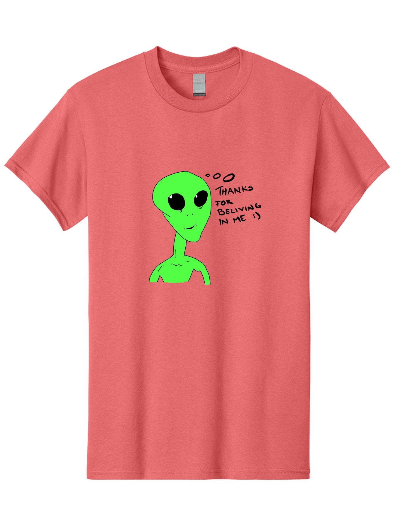 Alien-Thanks-For-Beliving-In-Me Men'S Graphic Tee, 100% Cotton, Comfortable Casual Summer Wear, Machine Washable, Alien Cartoon Character, Extraterrestrial Life, Thought Bubble, Thanks For Believing In Me, Quirky Humor, Playful Design, -  Aaa003 17