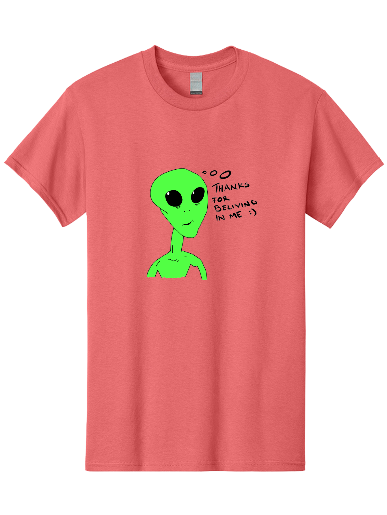 Alien-Thanks-For-Beliving-In-Me Men'S Graphic Tee, 100% Cotton, Comfortable Casual Summer Wear, Machine Washable, Alien Cartoon Character, Extraterrestrial Life, Thought Bubble, Thanks For Believing In Me, Quirky Humor, Playful Design, -  Aaa003 13