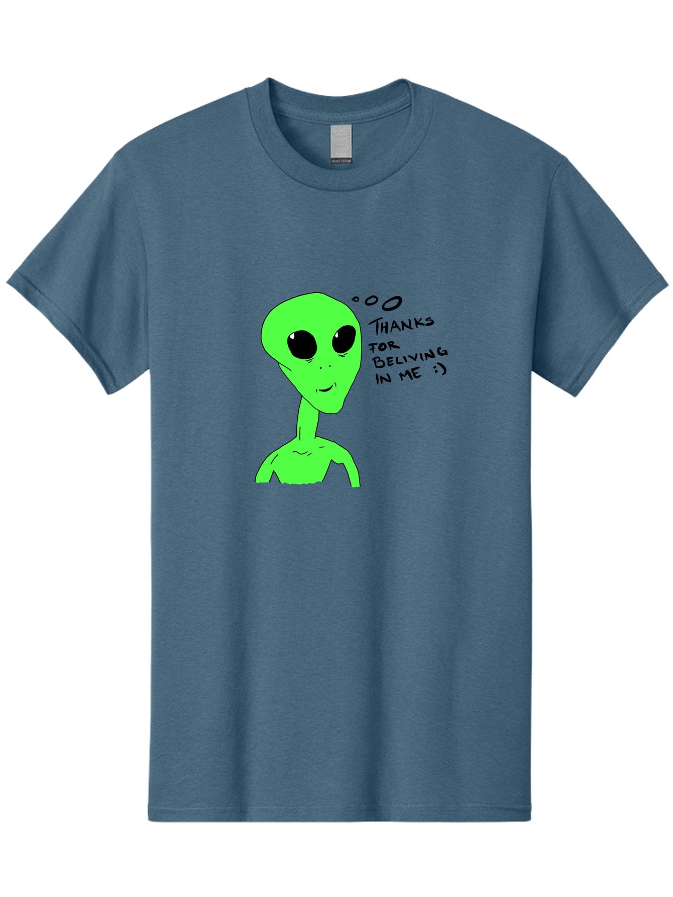 Alien-Thanks-For-Beliving-In-Me Men'S Graphic Tee, 100% Cotton, Comfortable Casual Summer Wear, Machine Washable, Alien Cartoon Character, Extraterrestrial Life, Thought Bubble, Thanks For Believing In Me, Quirky Humor, Playful Design, -  Aaa003 13
