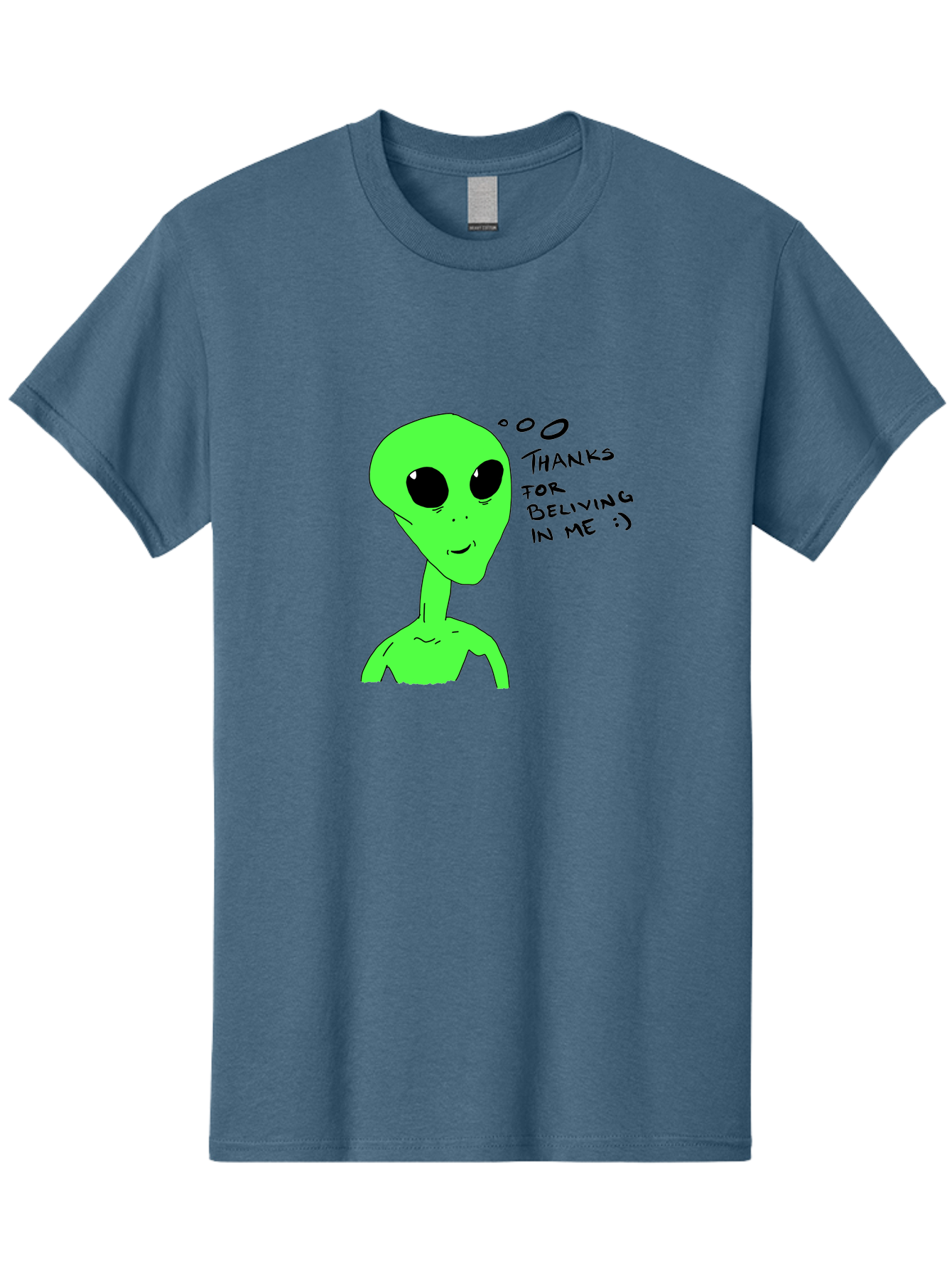 Alien-Thanks-For-Beliving-In-Me Men'S Graphic Tee, 100% Cotton, Comfortable Casual Summer Wear, Machine Washable, Alien Cartoon Character, Extraterrestrial Life, Thought Bubble, Thanks For Believing In Me, Quirky Humor, Playful Design, -  Aaa003 29