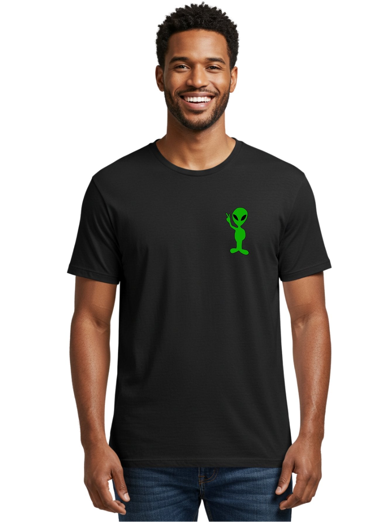 Alien Men'S Graphic Tee, 100% Cotton, Comfortable Casual Summer Wear, Machine Washable, Cartoon Alien, Science Fiction Character, Extraterrestrial Being, Funny Alien, Alien Waving, Pop Culture Icon, Alien Illustration, Humorous Design, -  Aaa004 8
