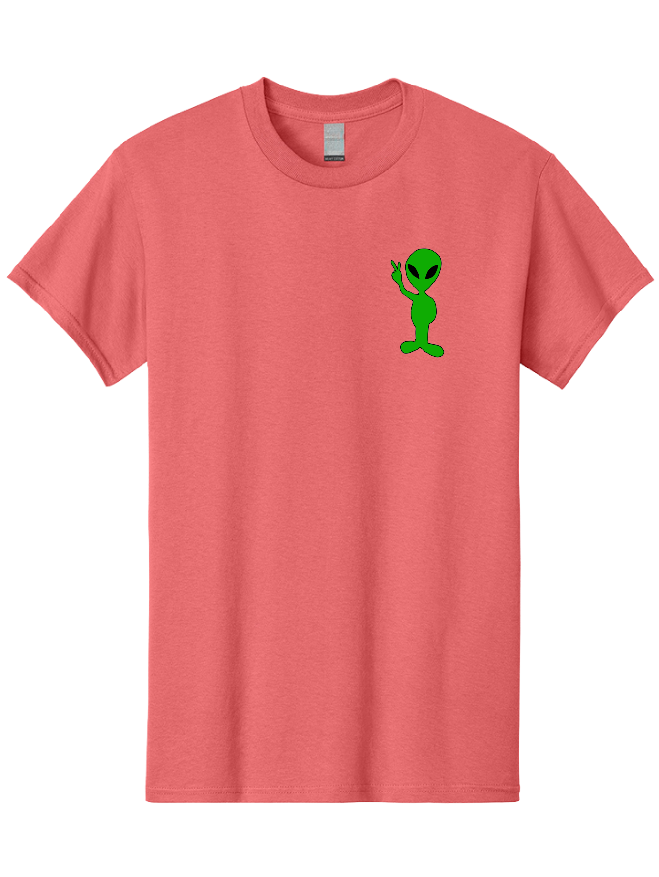 Alien Men'S Graphic Tee, 100% Cotton, Comfortable Casual Summer Wear, Machine Washable, Cartoon Alien, Science Fiction Character, Extraterrestrial Being, Funny Alien, Alien Waving, Pop Culture Icon, Alien Illustration, Humorous Design, -  Aaa004