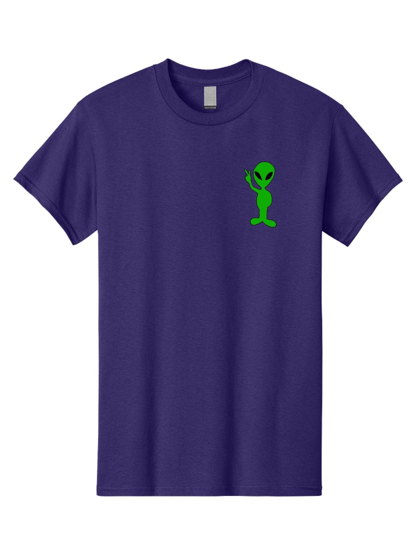 Alien Men'S Graphic Tee, 100% Cotton, Comfortable Casual Summer Wear, Machine Washable, Cartoon Alien, Science Fiction Character, Extraterrestrial Being, Funny Alien, Alien Waving, Pop Culture Icon, Alien Illustration, Humorous Design, -  Aaa004