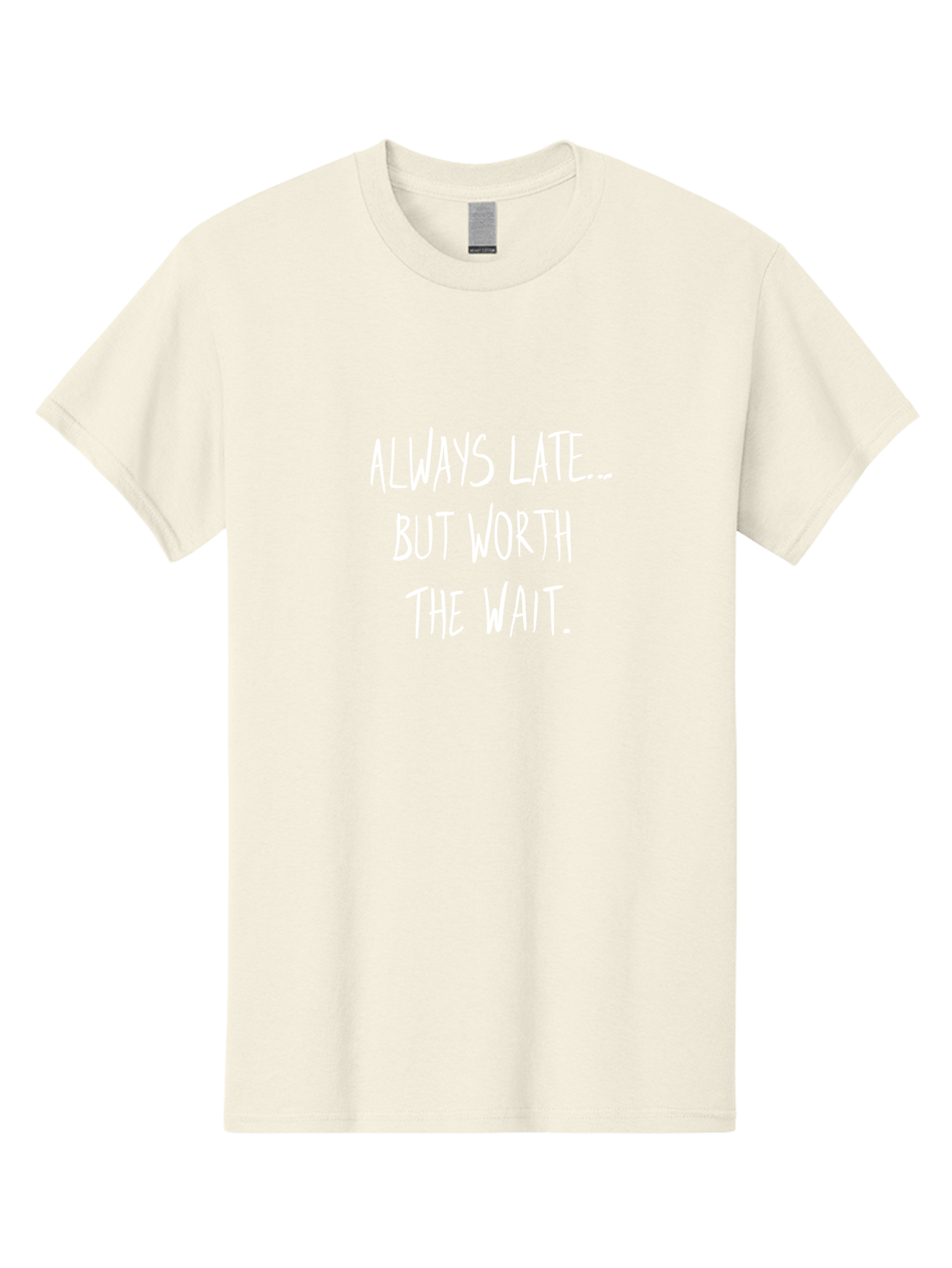 Always-Late-But-Worth-The-Wait Men'S Graphic Tee, 100% Cotton, Comfortable Casual Summer Wear, Machine Washable, Funny Quote, Inspirational Quote, Waiting Is Worth It, Patience Is A Virtue, Motivational Saying, Humor, Witty Phrase, -  Aaa005