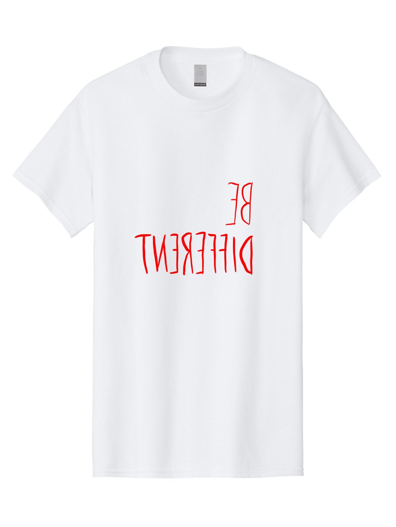 Be-Different Men'S Graphic Tee, 100% Cotton, Comfortable Casual Summer Wear, Machine Washable, Inspirational Quote, Motivational Text, Bold Font, Red Lettering, Quirky Typography, Self-Expression, Individuality, Unique Style, -  Aaa009 25