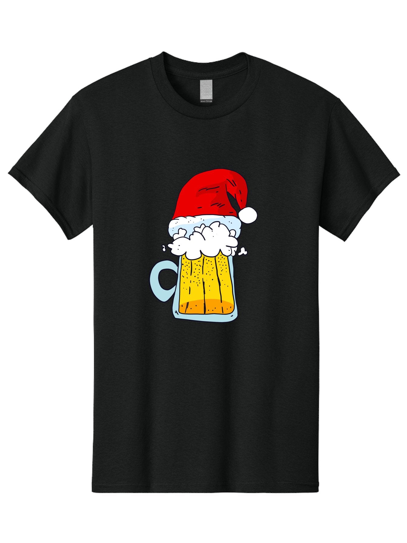 Beer-Mug-With-Santa-Hat Men'S Graphic Tee, 100% Cotton, Comfortable Casual Summer Wear, Machine Washable, Beer Mug With Santa Hat, Christmas Theme, Festive Drink, Holiday Cheer, Cartoon Style, Funny Illustration, Cold Beer, -  Aaa011 7