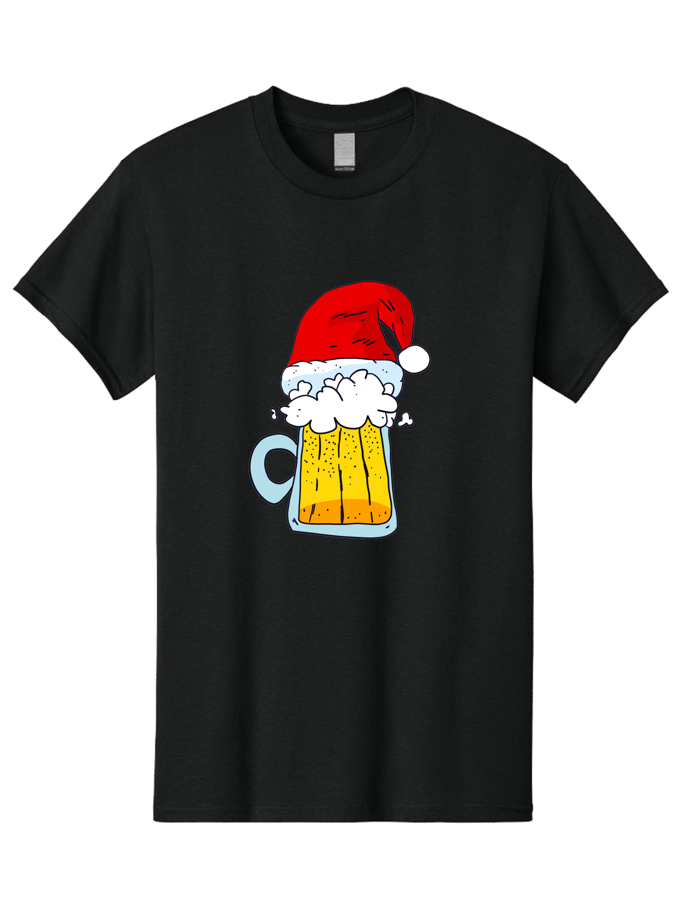 Beer-Mug-With-Santa-Hat Men'S Graphic Tee, 100% Cotton, Comfortable Casual Summer Wear, Machine Washable, Beer Mug With Santa Hat, Christmas Theme, Festive Drink, Holiday Cheer, Cartoon Style, Funny Illustration, Cold Beer, -  Aaa011 17
