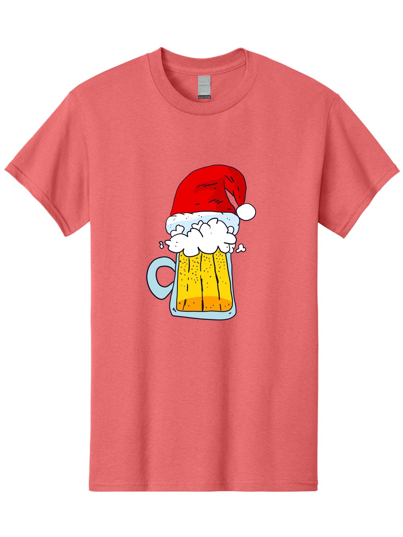 Beer-Mug-With-Santa-Hat Men'S Graphic Tee, 100% Cotton, Comfortable Casual Summer Wear, Machine Washable, Beer Mug With Santa Hat, Christmas Theme, Festive Drink, Holiday Cheer, Cartoon Style, Funny Illustration, Cold Beer, -  Aaa011 17