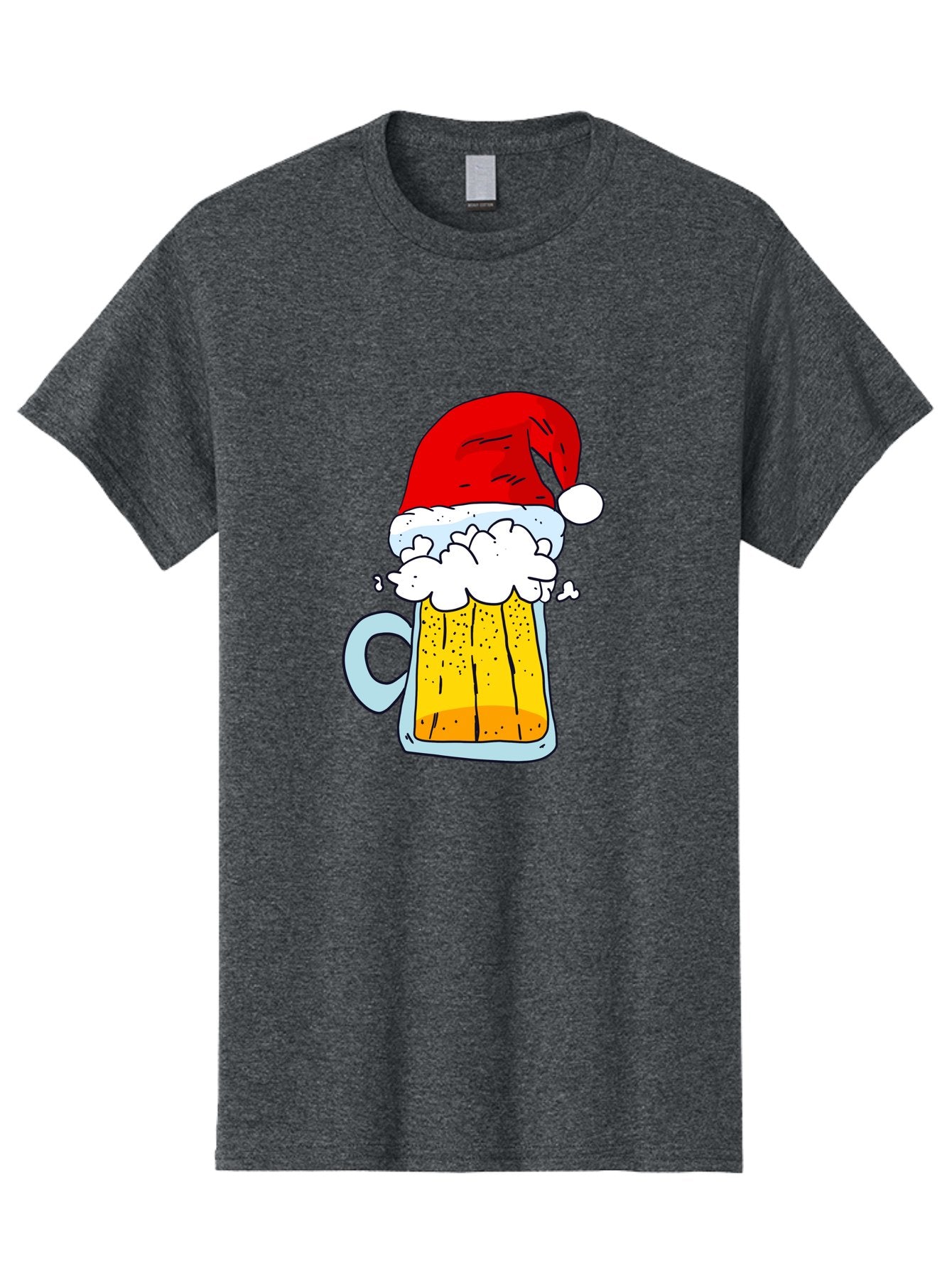 Beer-Mug-With-Santa-Hat Men'S Graphic Tee, 100% Cotton, Comfortable Casual Summer Wear, Machine Washable, Beer Mug With Santa Hat, Christmas Theme, Festive Drink, Holiday Cheer, Cartoon Style, Funny Illustration, Cold Beer, -  Aaa011 19