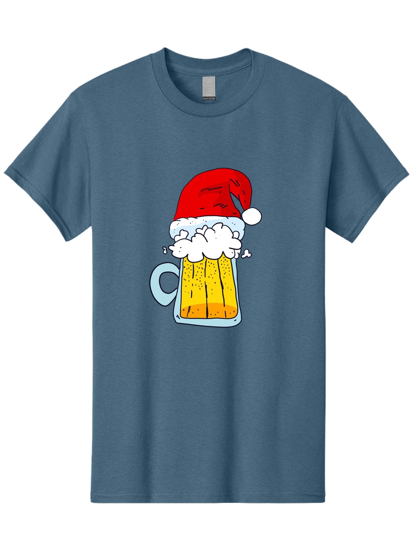 Beer-Mug-With-Santa-Hat Men'S Graphic Tee, 100% Cotton, Comfortable Casual Summer Wear, Machine Washable, Beer Mug With Santa Hat, Christmas Theme, Festive Drink, Holiday Cheer, Cartoon Style, Funny Illustration, Cold Beer, -  Aaa011 9