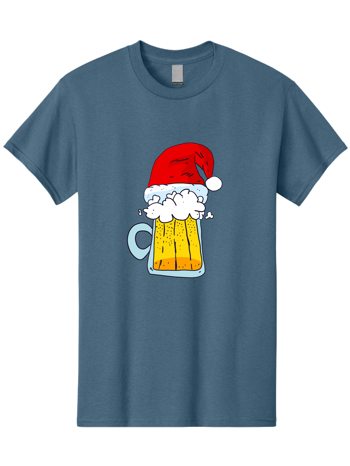 Beer-Mug-With-Santa-Hat Men'S Graphic Tee, 100% Cotton, Comfortable Casual Summer Wear, Machine Washable, Beer Mug With Santa Hat, Christmas Theme, Festive Drink, Holiday Cheer, Cartoon Style, Funny Illustration, Cold Beer, -  Aaa011 19
